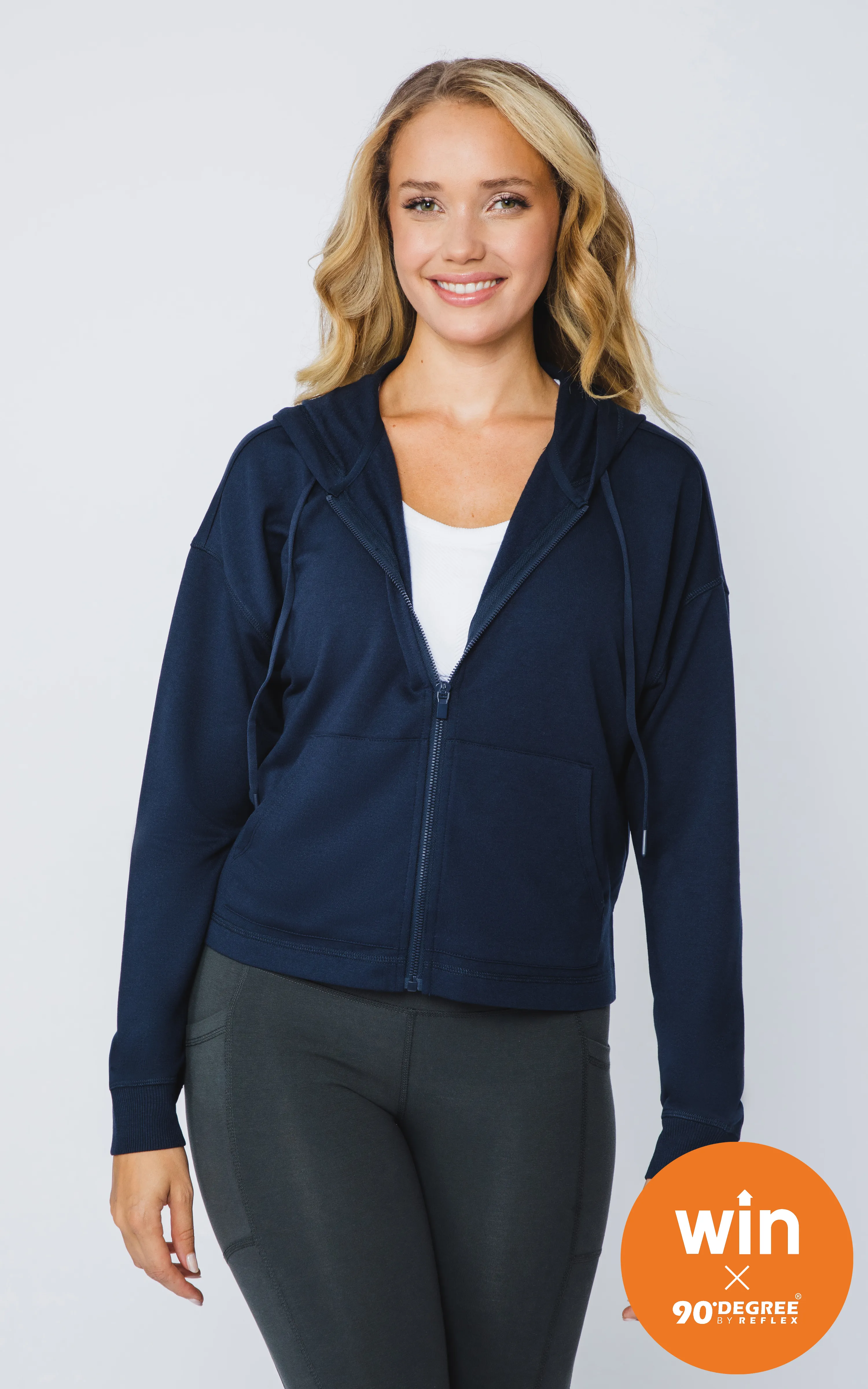 WINNYC French Terry Zip Front Hoodie sold by 90 Degree By Reflex