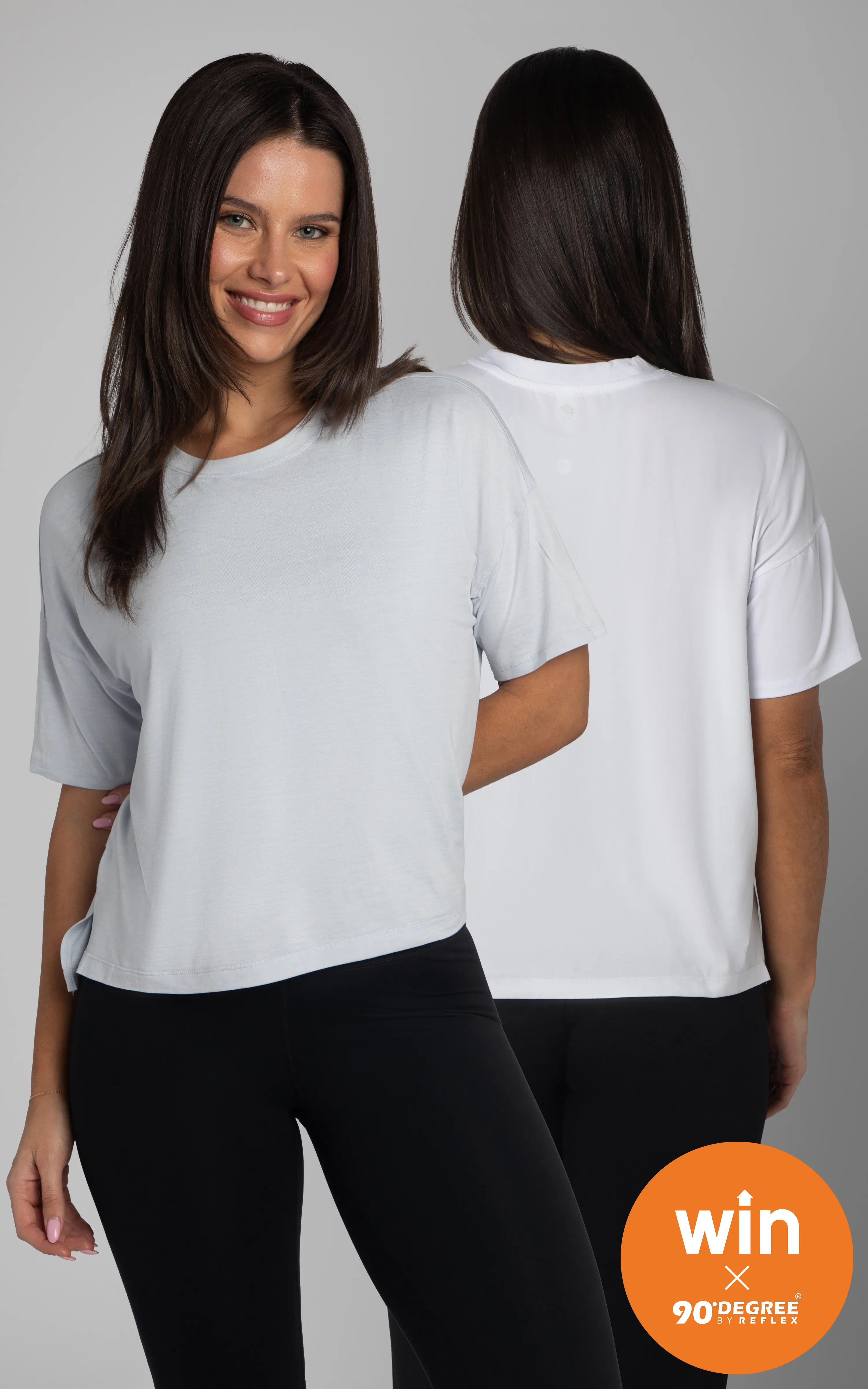 WINNYC 2 Pack High Low Super Soft Cropped Short Sleeve Tee sold by 90 Degree By Reflex
