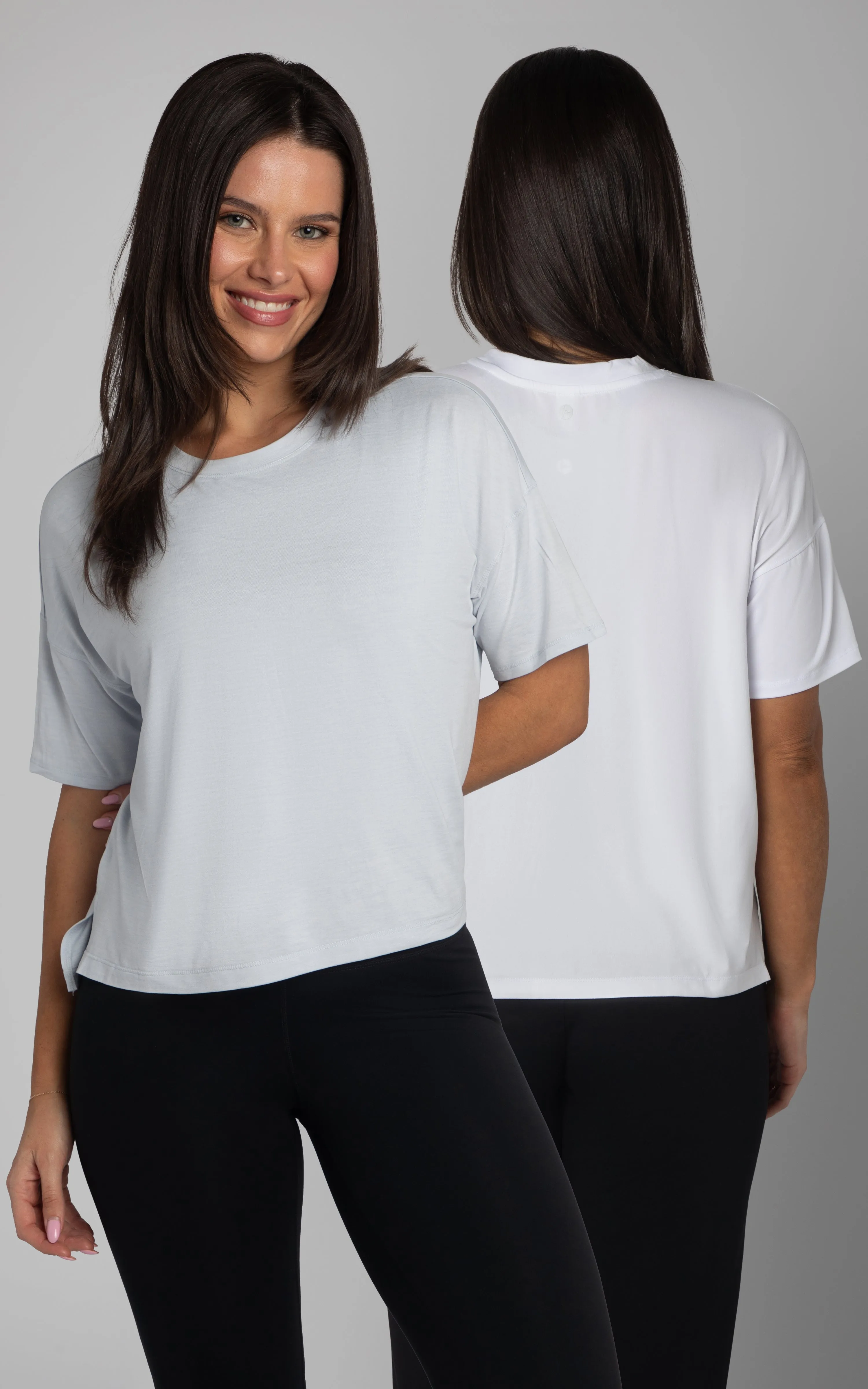 WINNYC 2 Pack High Low Super Soft Cropped Short Sleeve Tee sold by 90 Degree By Reflex product image thumbnail 2