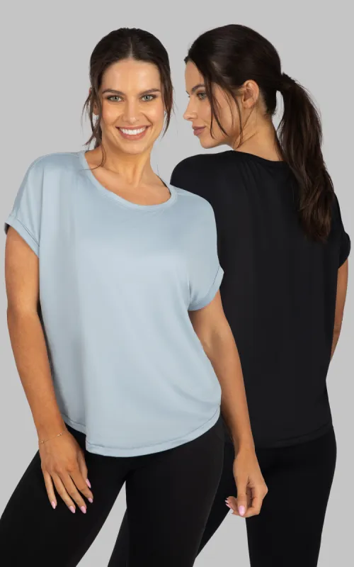 2 Pack Super Soft Beverly Rolled Hem Short Sleeve Shirt sold by 90 Degree By Reflex