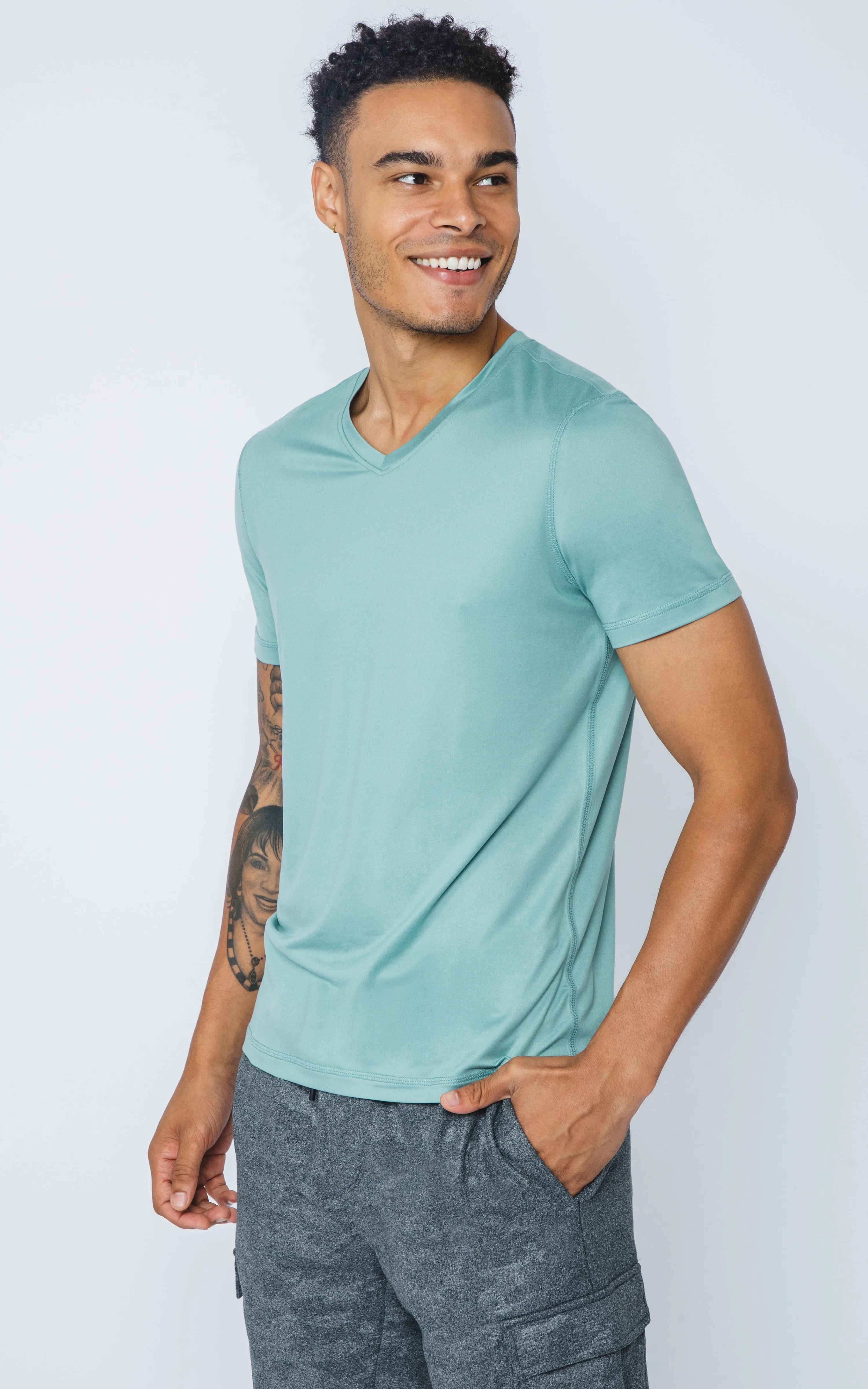 Mens V-Neck Short Sleeve Shirt sold by 90 Degree By Reflex