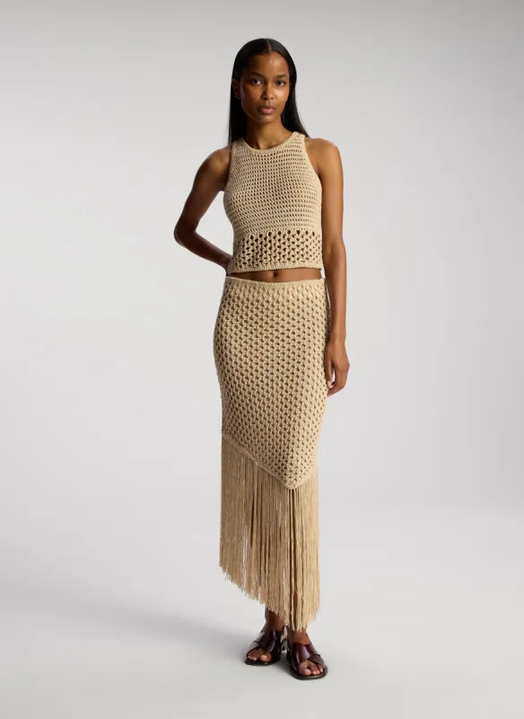 Leona Crochet Fringe Midi Skirt made by A.L.C.