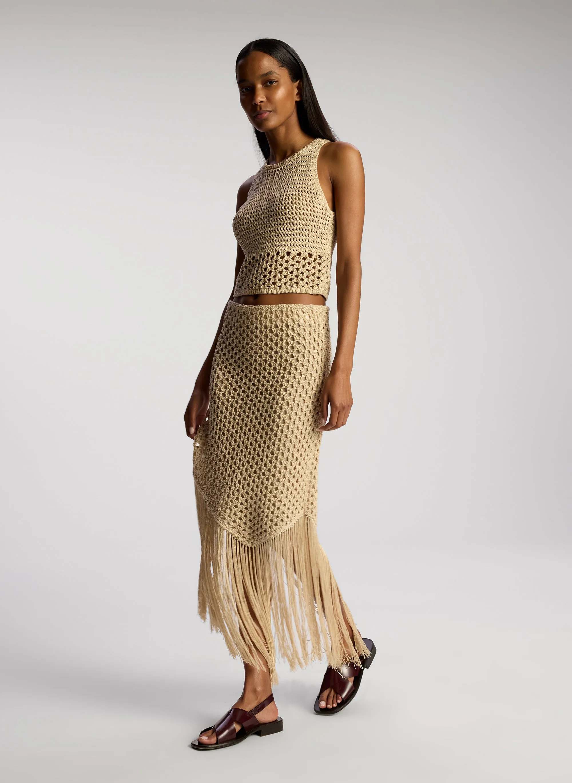 Leona Crochet Fringe Midi Skirt sold by A.L.C. product image thumbnail 3