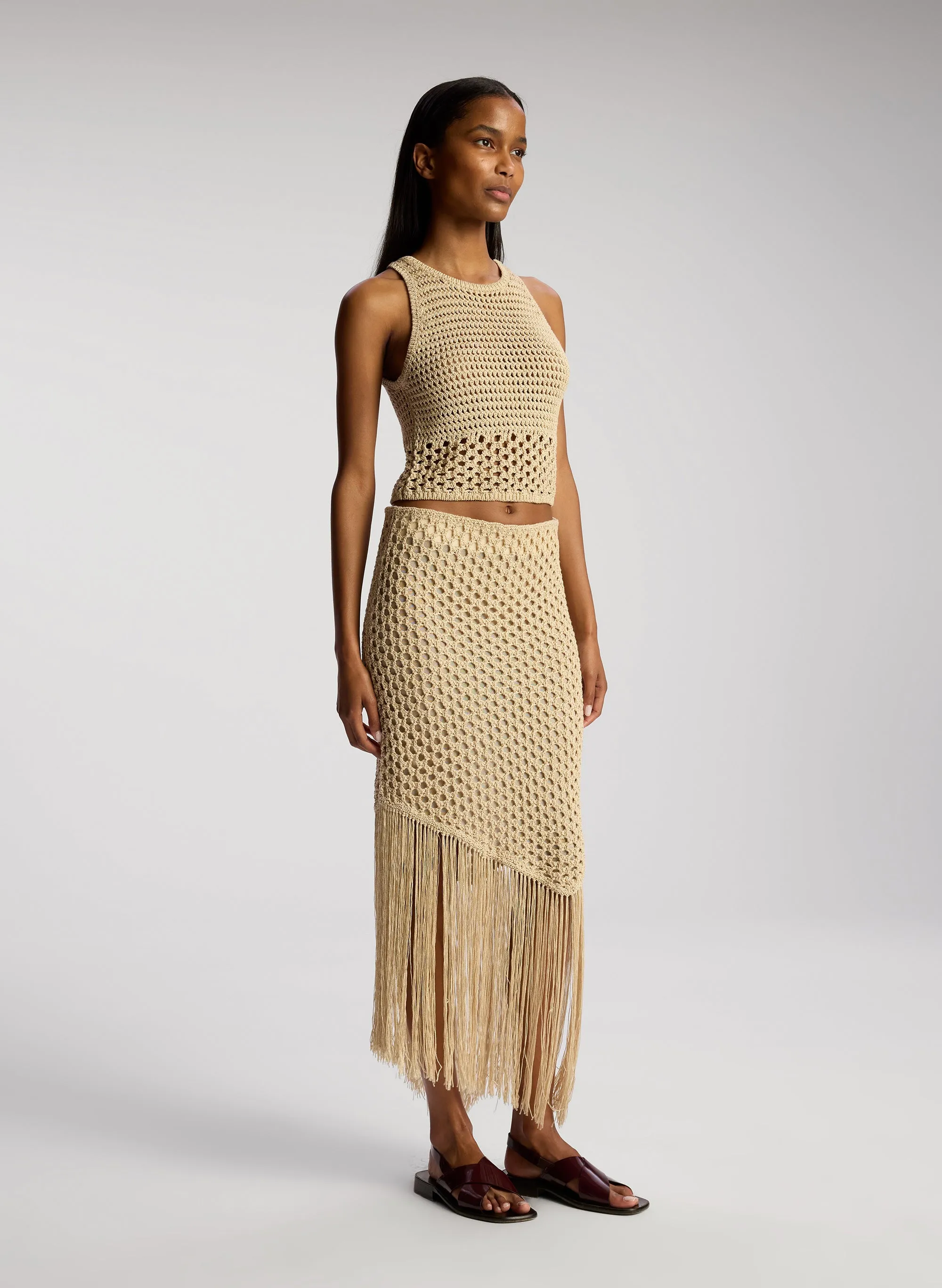 Leona Crochet Fringe Midi Skirt sold by A.L.C. product image thumbnail 4