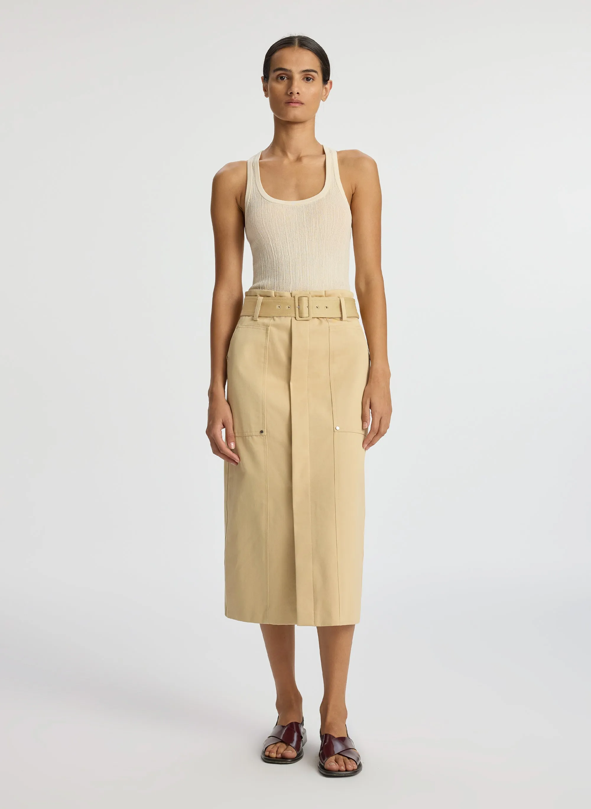 Maia Cotton Midi Skirt sold by A.L.C.
