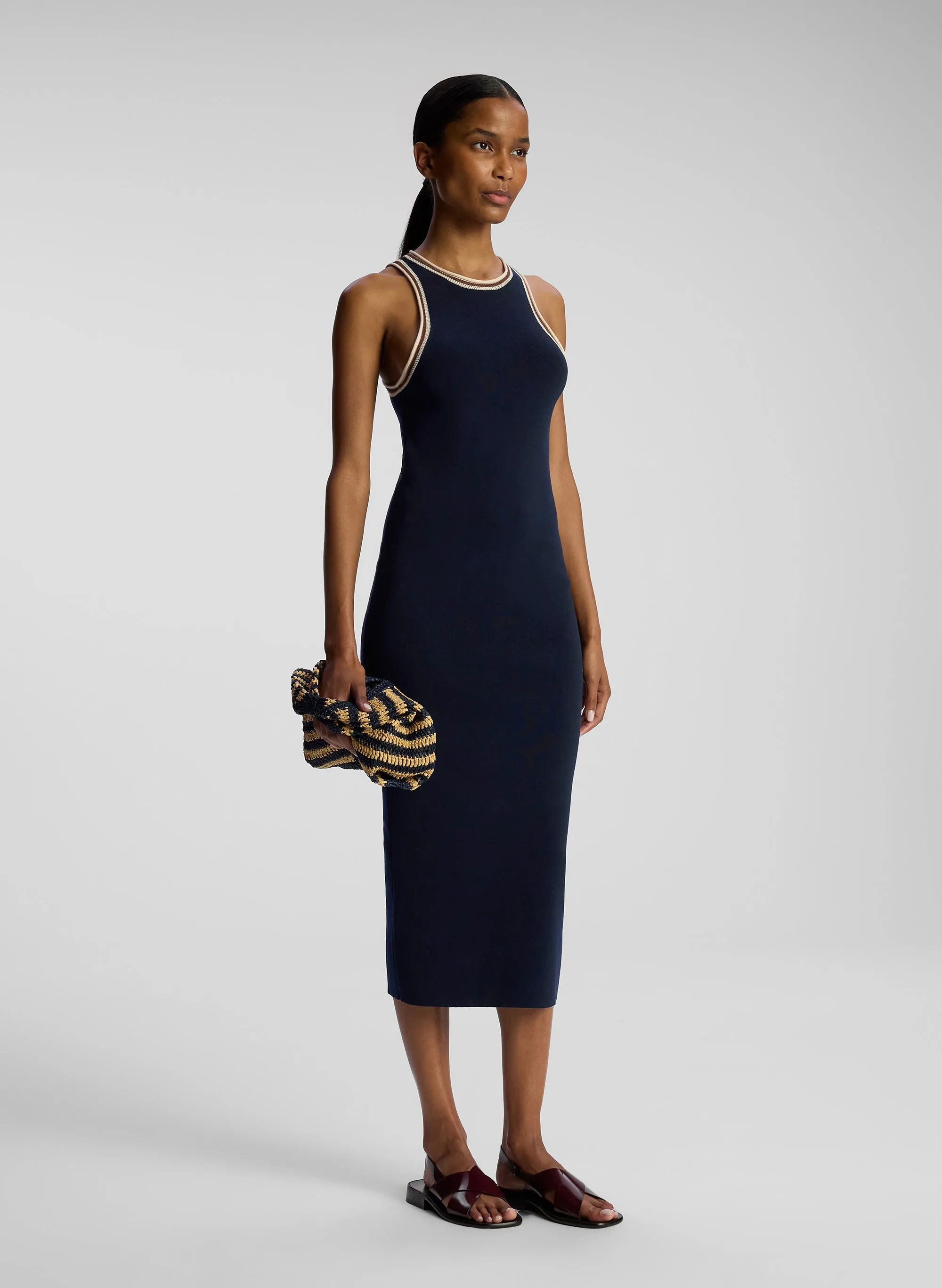 Raye Contrast Trim Knit Midi Dress sold by A.L.C.