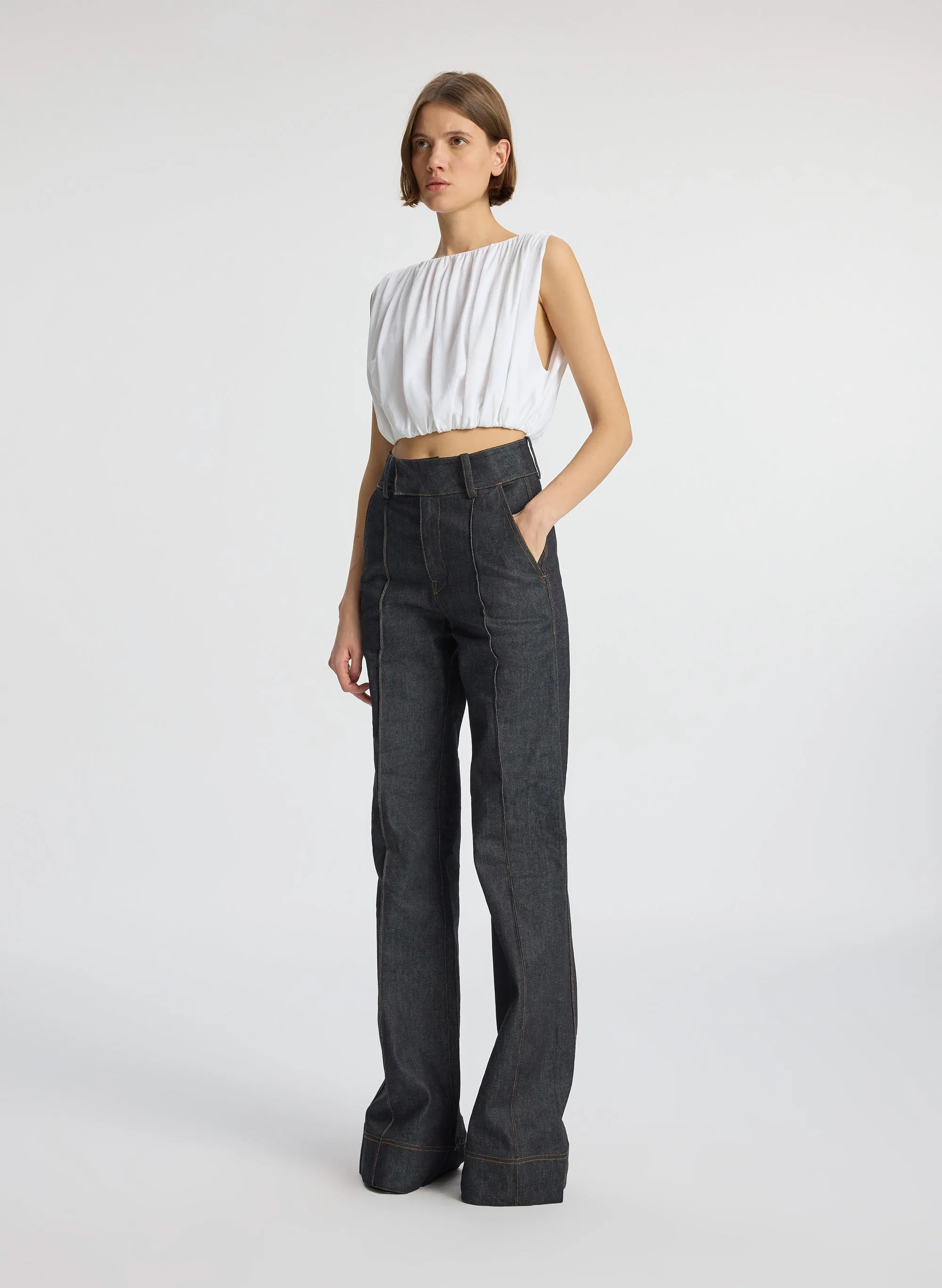 Nell Cropped Cotton Jersey Tee sold by A.L.C. product image thumbnail 4