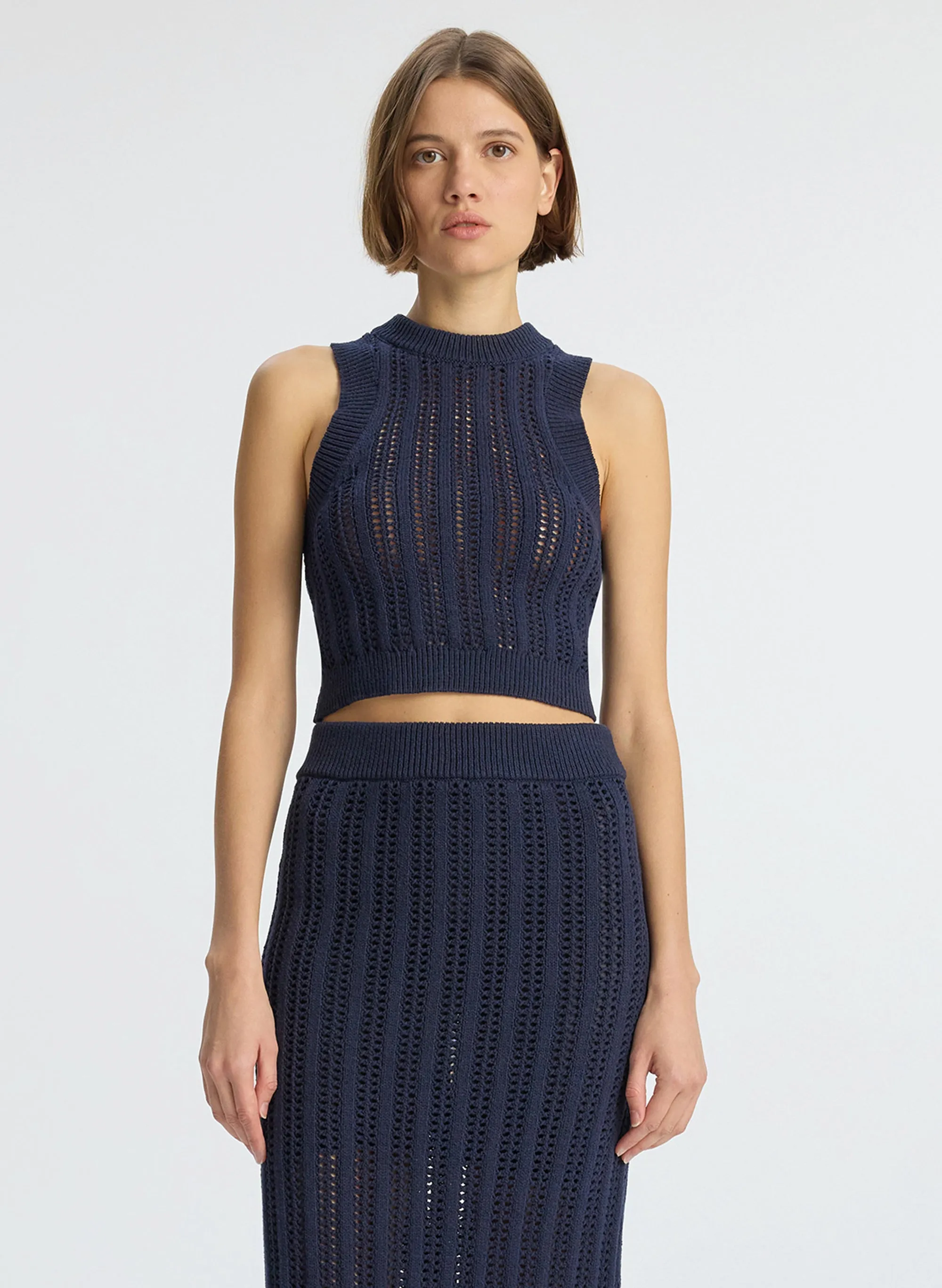 Jade Cropped Crochet Tank sold by A.L.C.