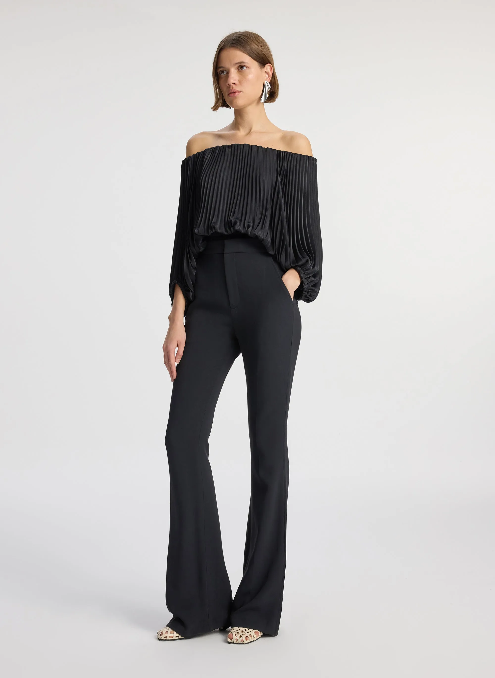 Sienna Satin Pleated Off Shoulder Top sold by A.L.C. product image thumbnail 4