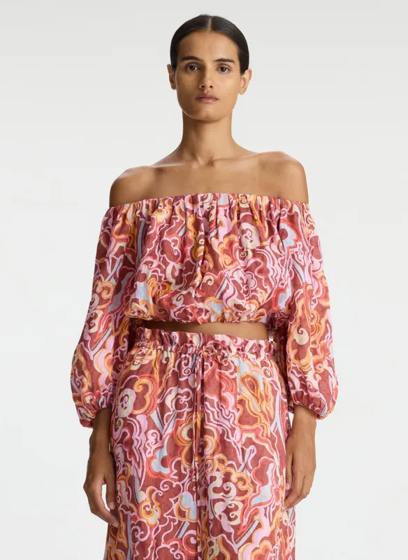 Katherine Linen Off Shoulder Top made by A.L.C.