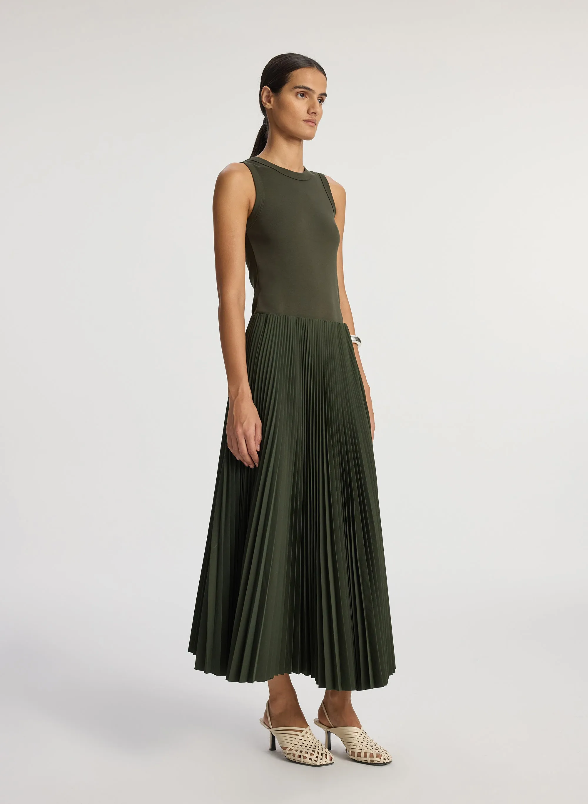 Tatum Pleated Midi Skirt sold by A.L.C.