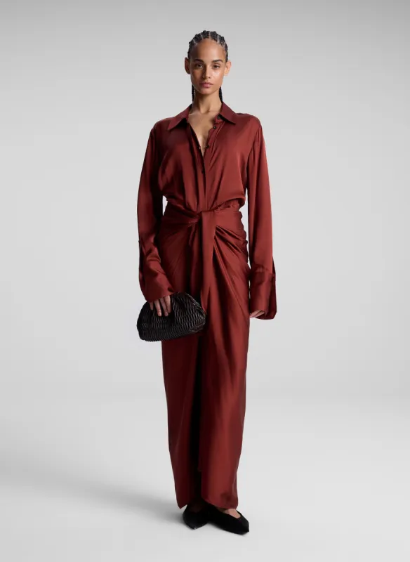 Mila Satin Maxi Shirtdress sold by A.L.C.