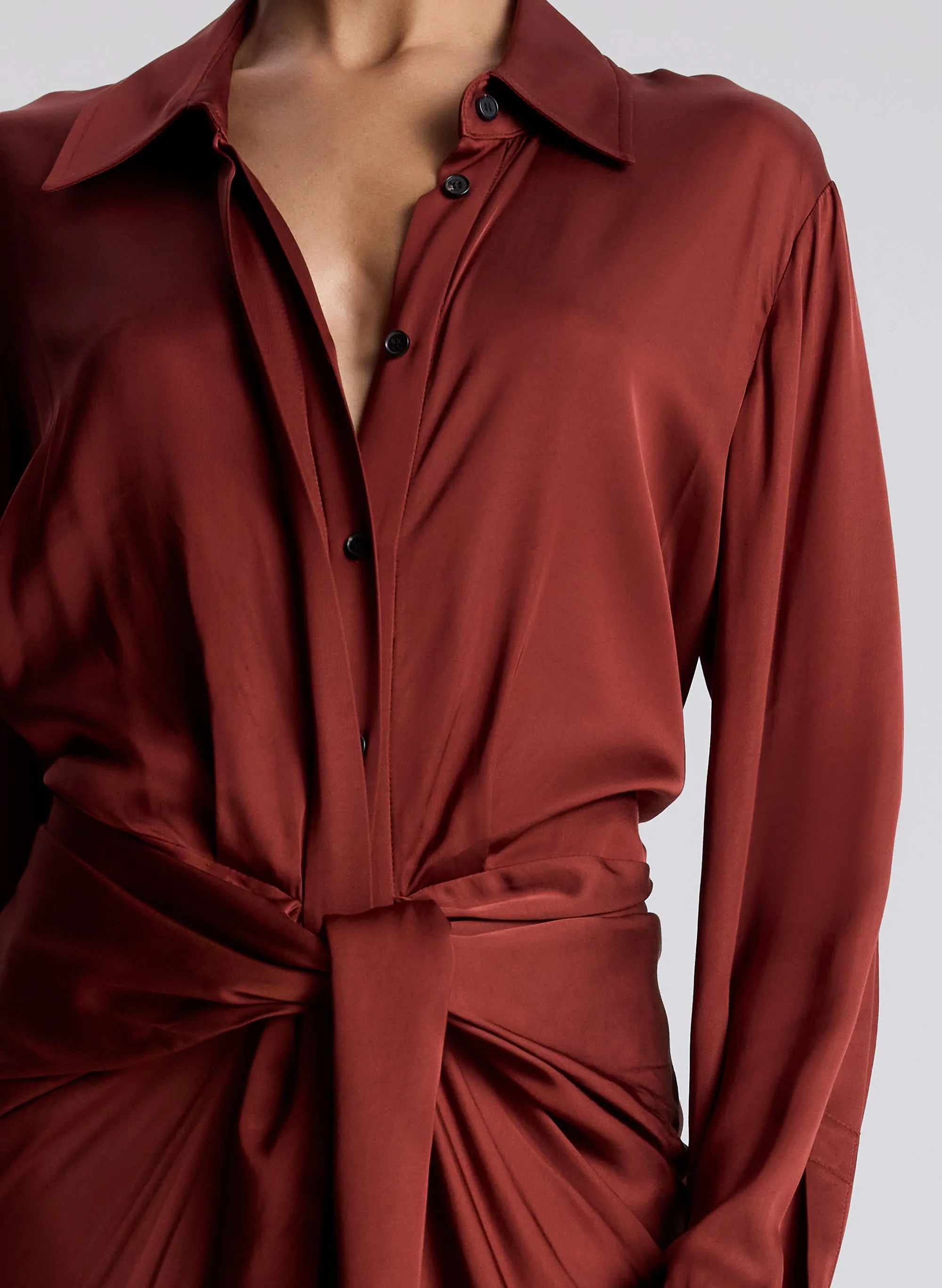 Mila Satin Maxi Shirtdress sold by A.L.C. product image thumbnail 2