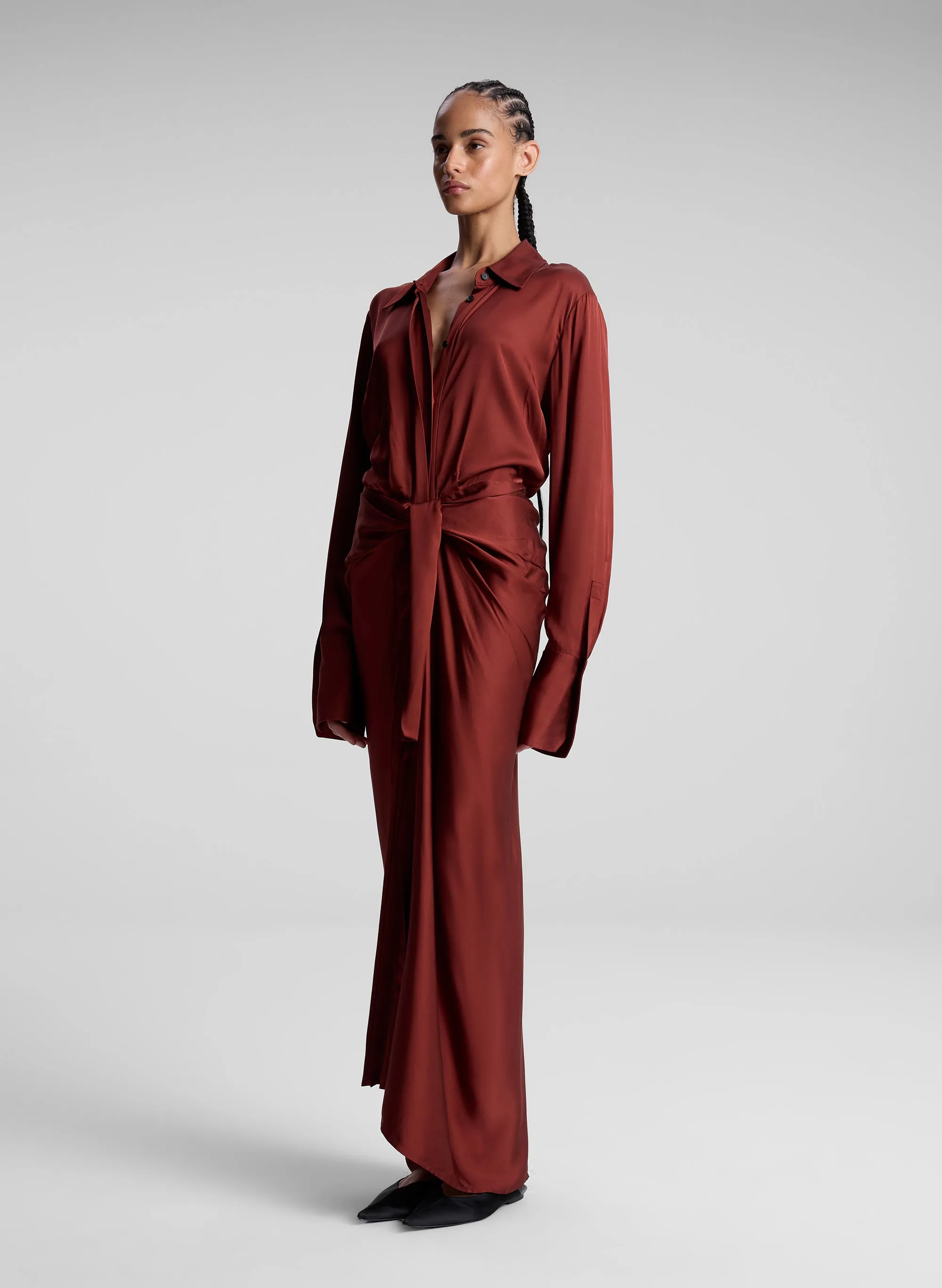 Mila Satin Maxi Shirtdress sold by A.L.C. product image thumbnail 4