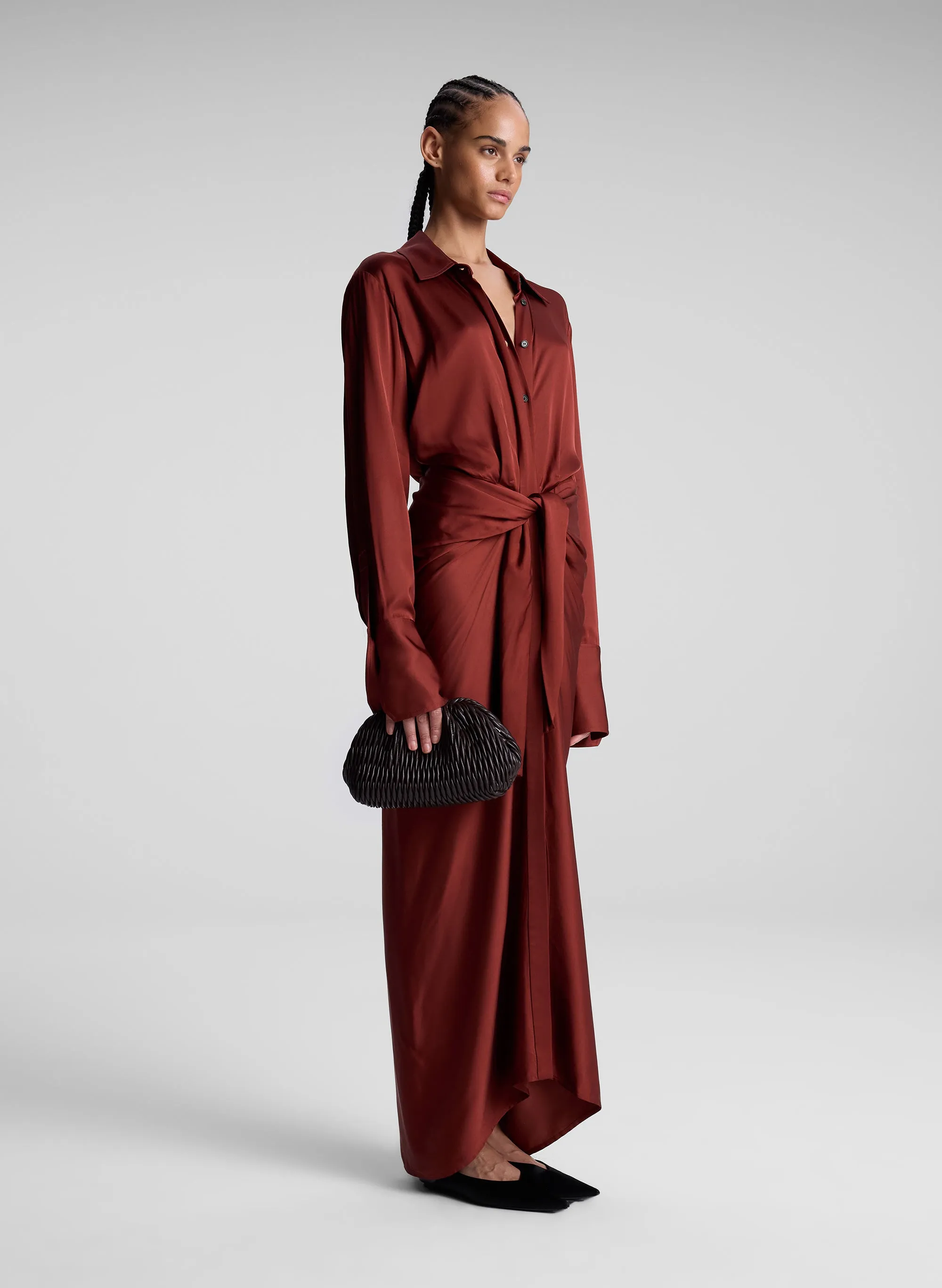 Mila Satin Maxi Shirtdress sold by A.L.C. product image thumbnail 3