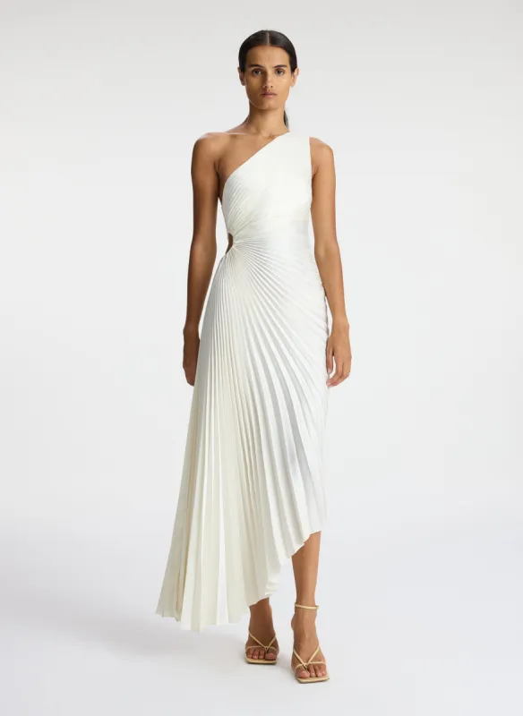 Delfina Satin Pleated Dress sold by A.L.C.