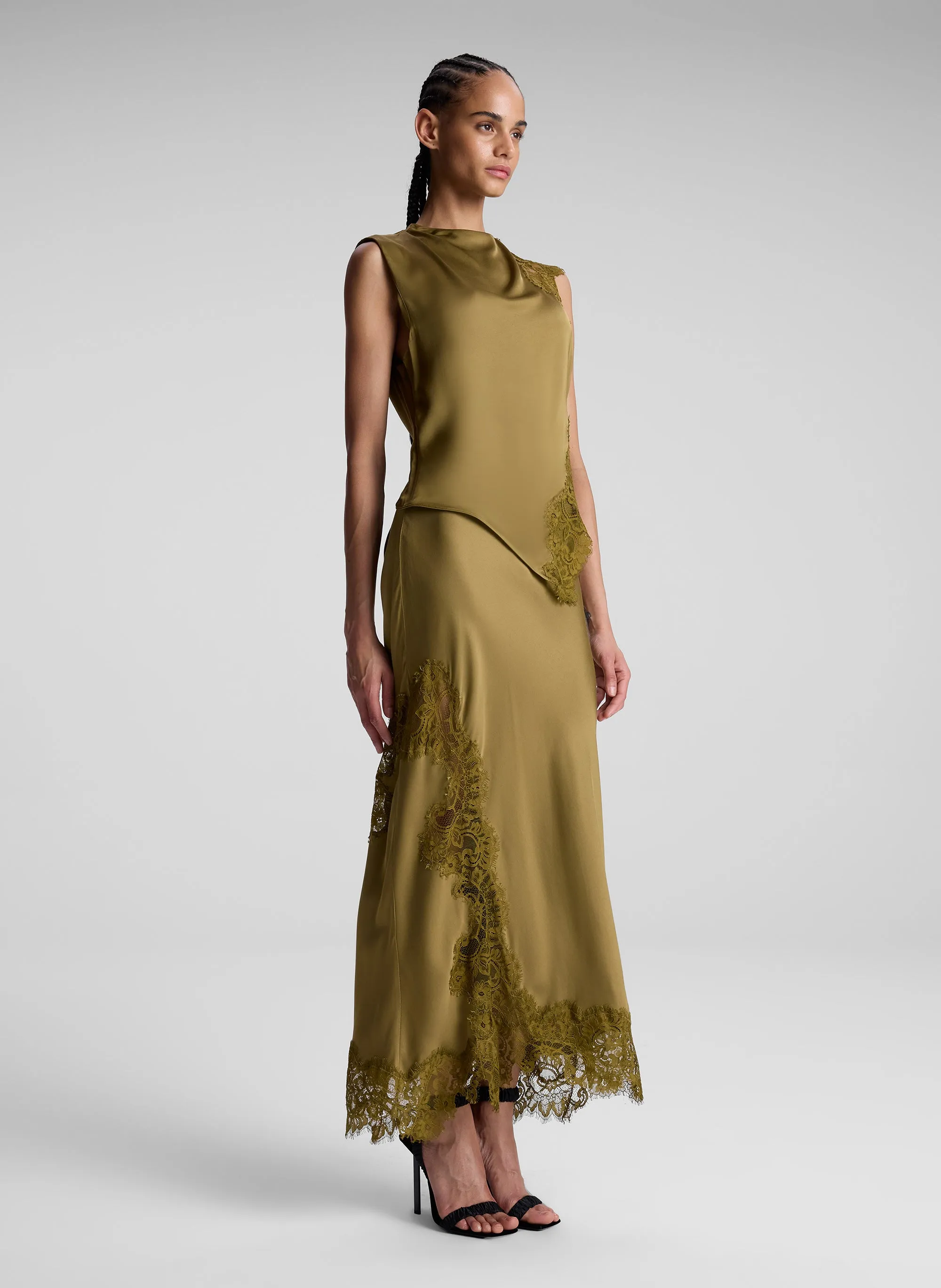 Olivia Satin and Lace Midi Skirt sold by A.L.C. product image thumbnail 3