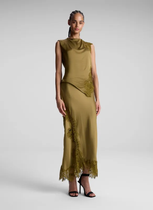 Olivia Satin and Lace Midi Skirt made by A.L.C.