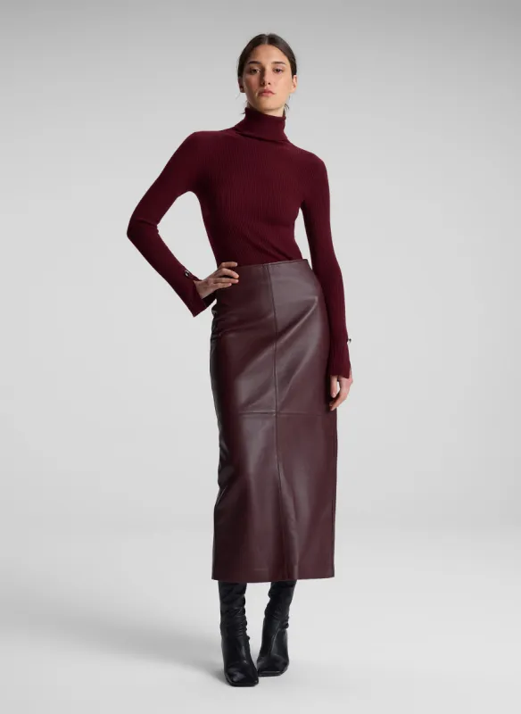 Marta Leather Midi Skirt sold by A.L.C.