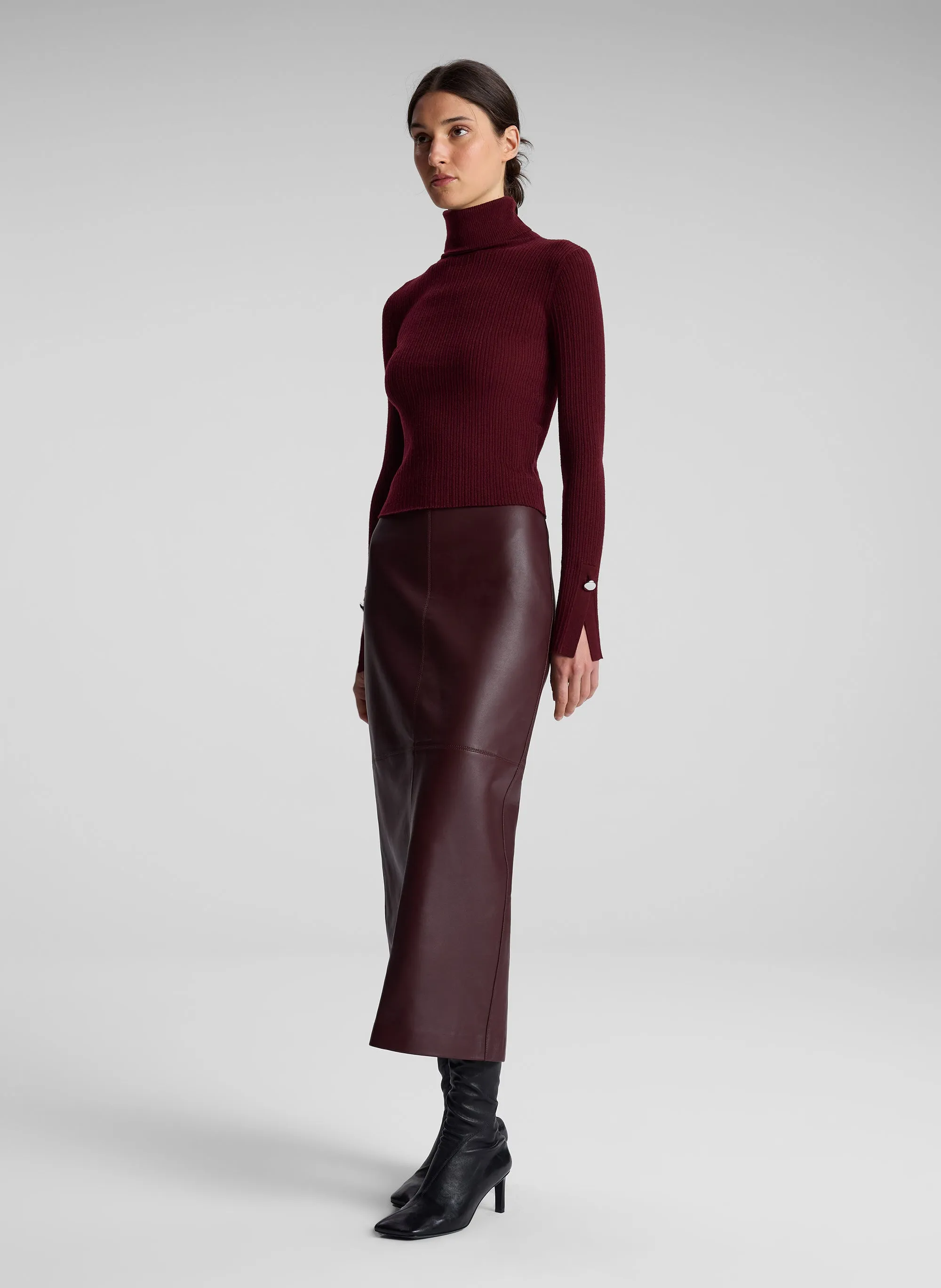 Marta Leather Midi Skirt sold by A.L.C. product image thumbnail 4