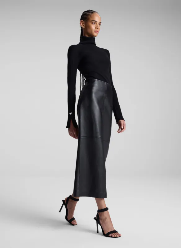 Marta Leather Midi Skirt sold by A.L.C.