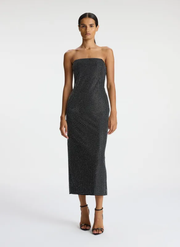 Elizabeth Rhinestone Mesh Midi Dress made by A.L.C.