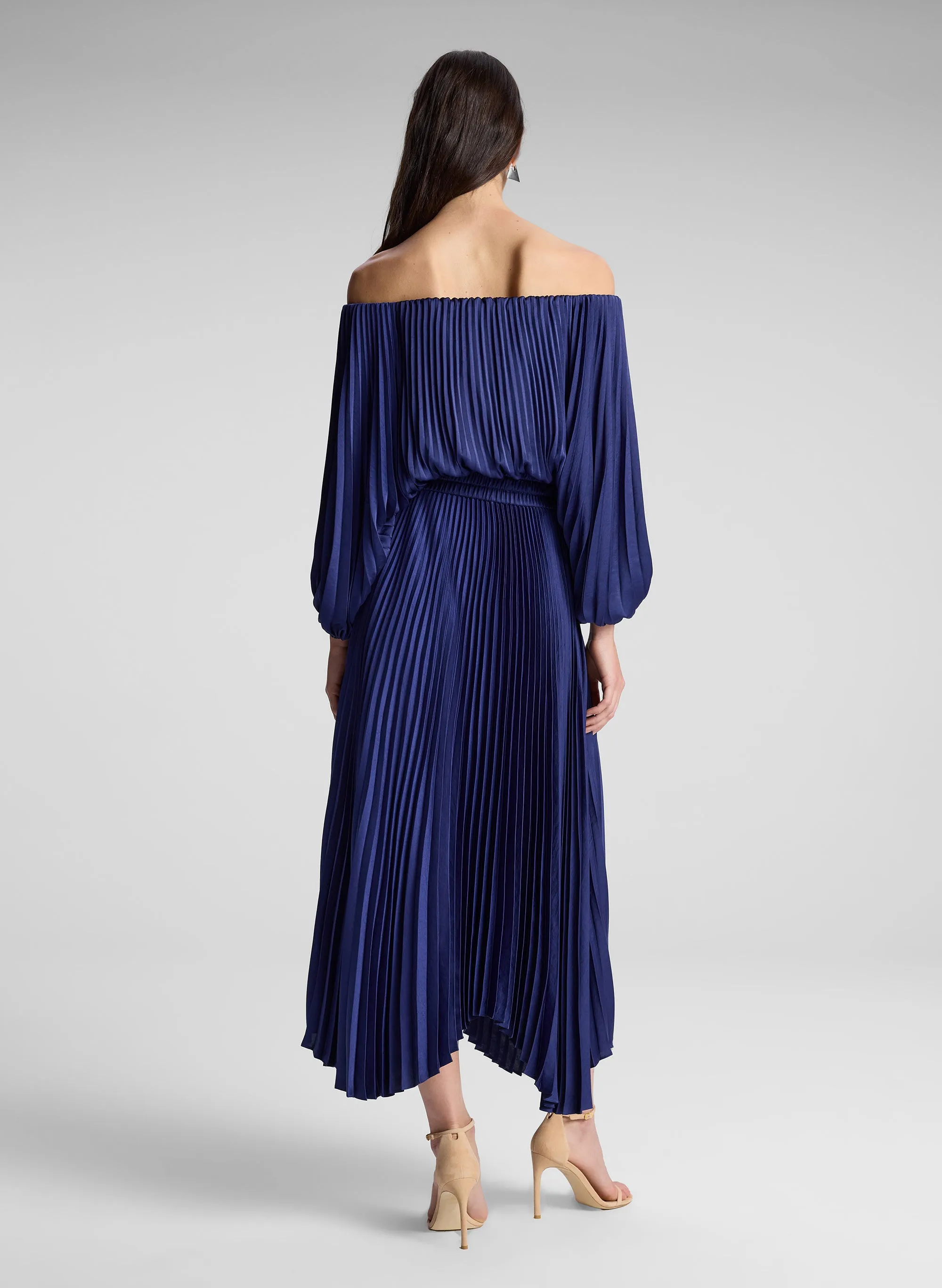 Sienna Satin Pleated Off Shoulder Dress sold by A.L.C. product image thumbnail 5
