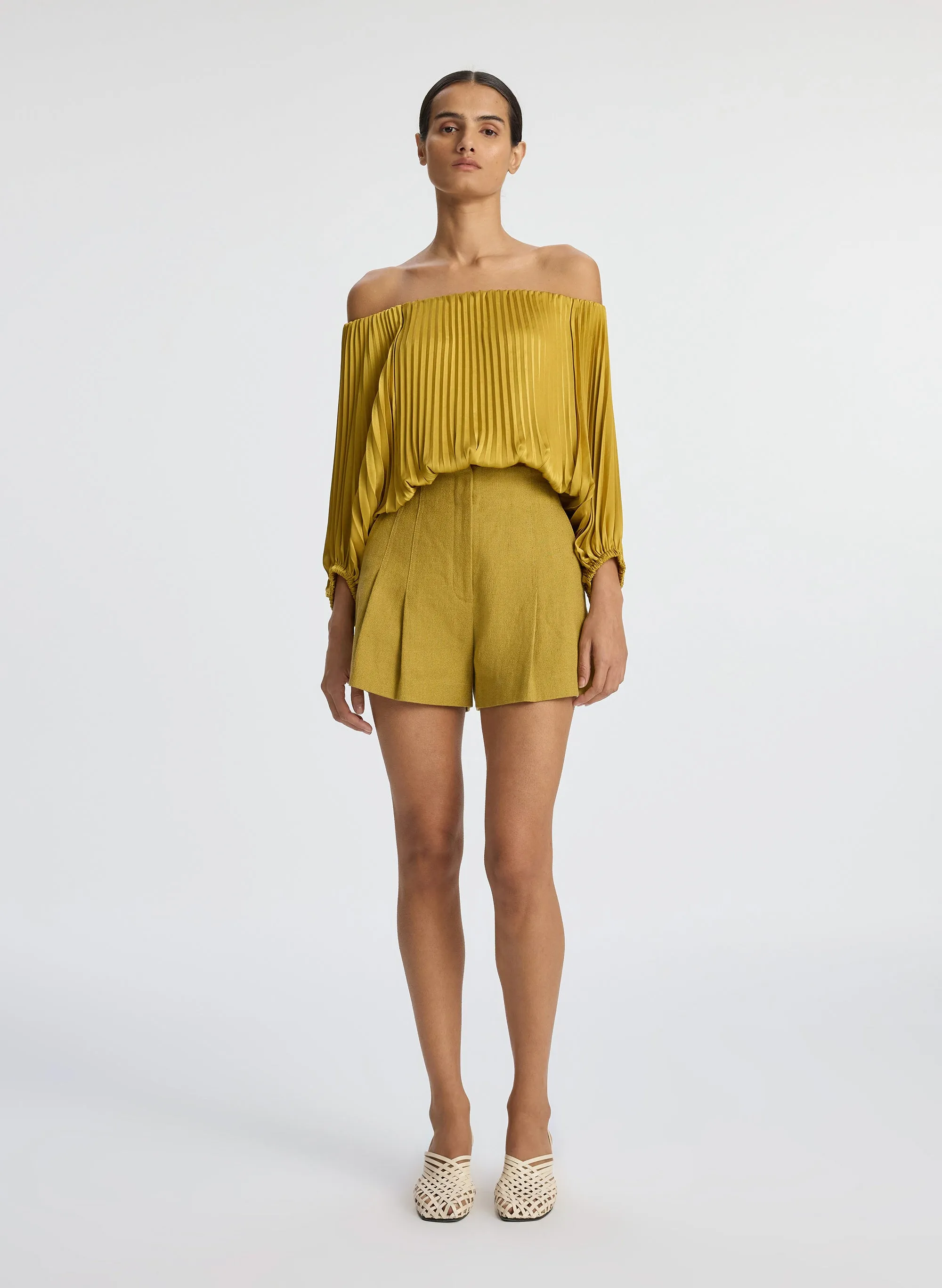 Sienna Satin Pleated Off Shoulder Top sold by A.L.C. product image thumbnail 3