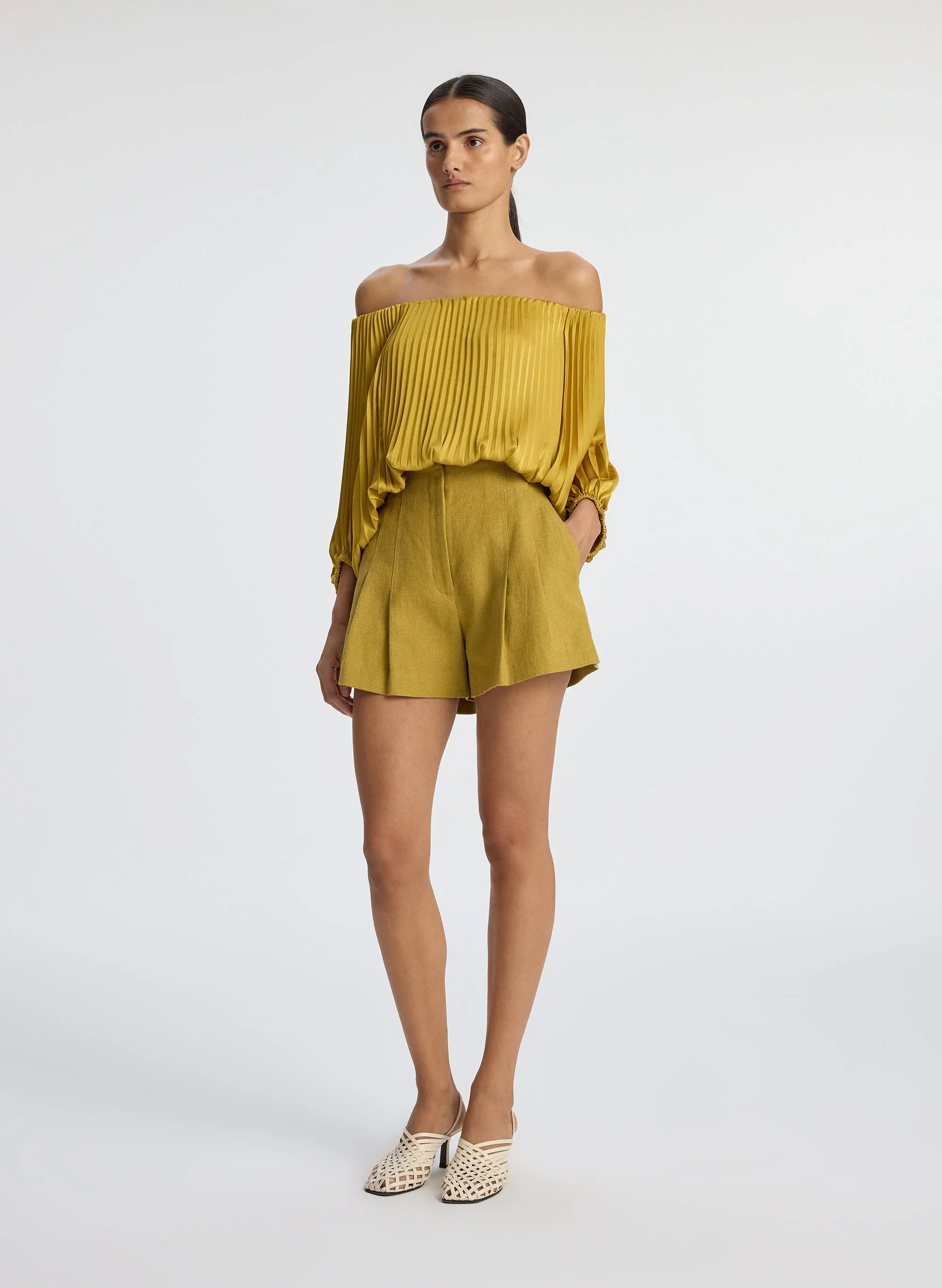 Sienna Satin Pleated Off Shoulder Top sold by A.L.C. product image thumbnail 4