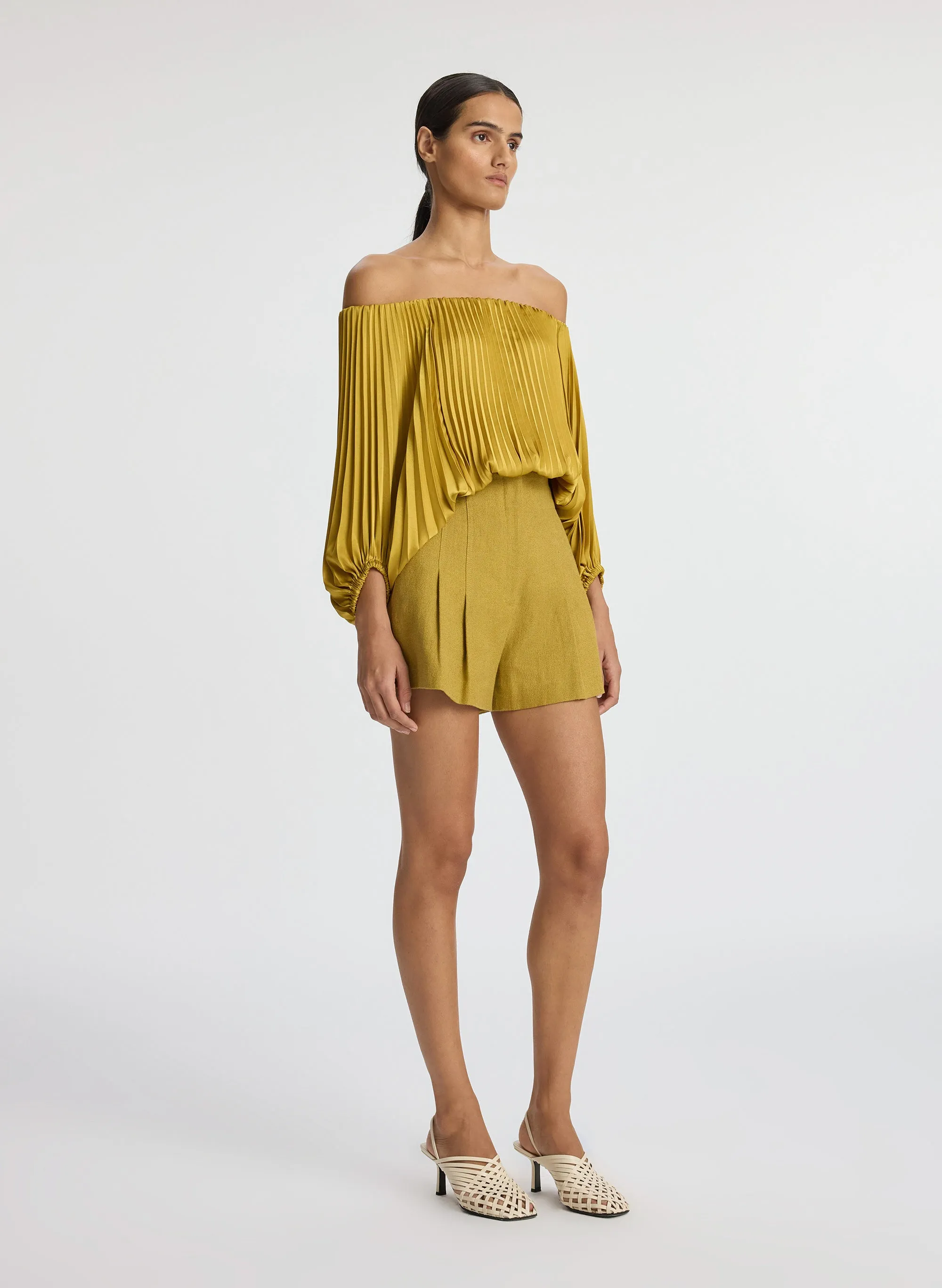 Sienna Satin Pleated Off Shoulder Top sold by A.L.C. product image thumbnail 5