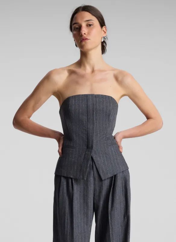Renee Strapless Wool Cashmere Pinstripe Top made by A.L.C.