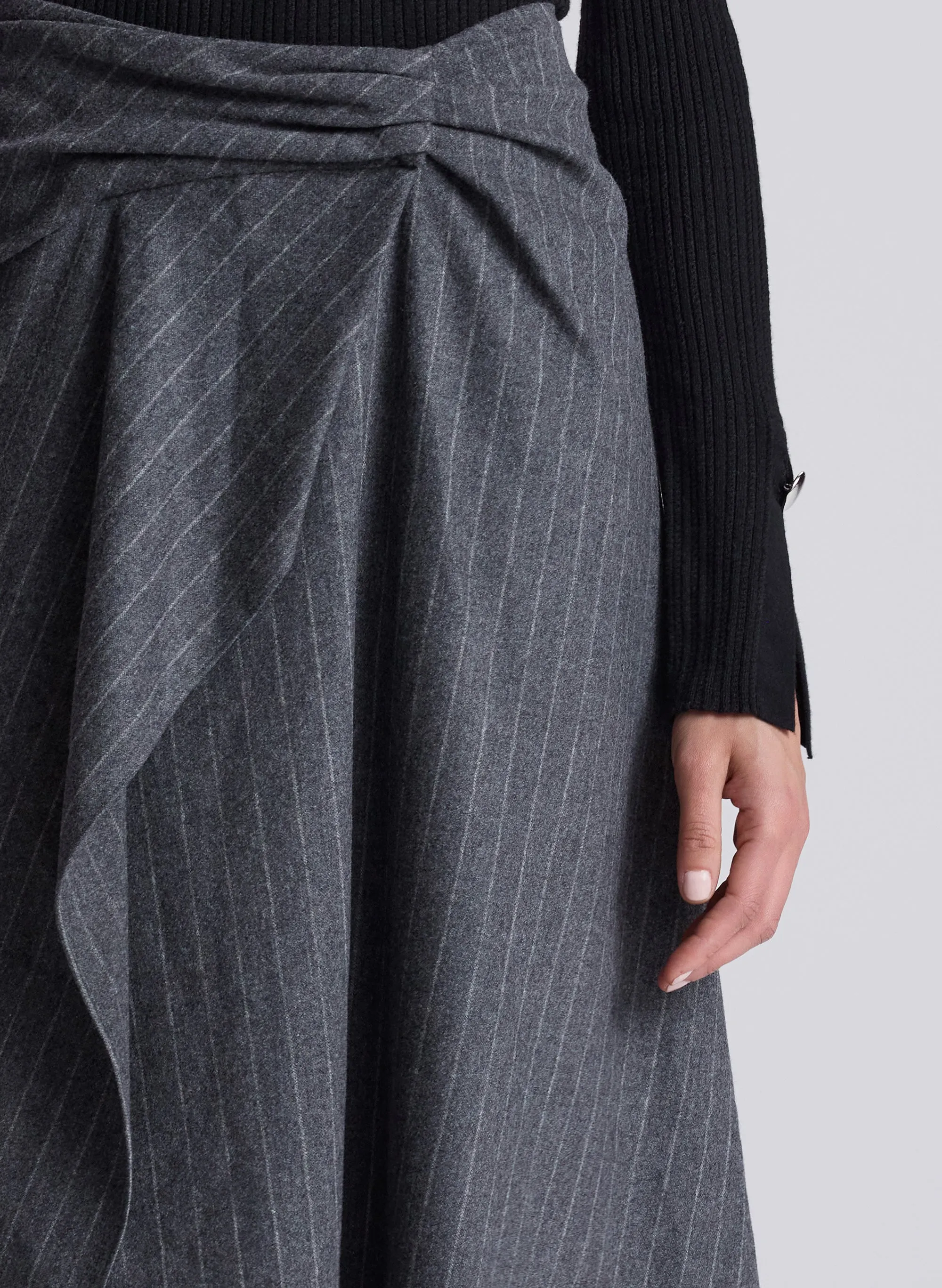 Clara Wool Cashmere Pinstripe Midi Skirt sold by A.L.C. product image thumbnail 2