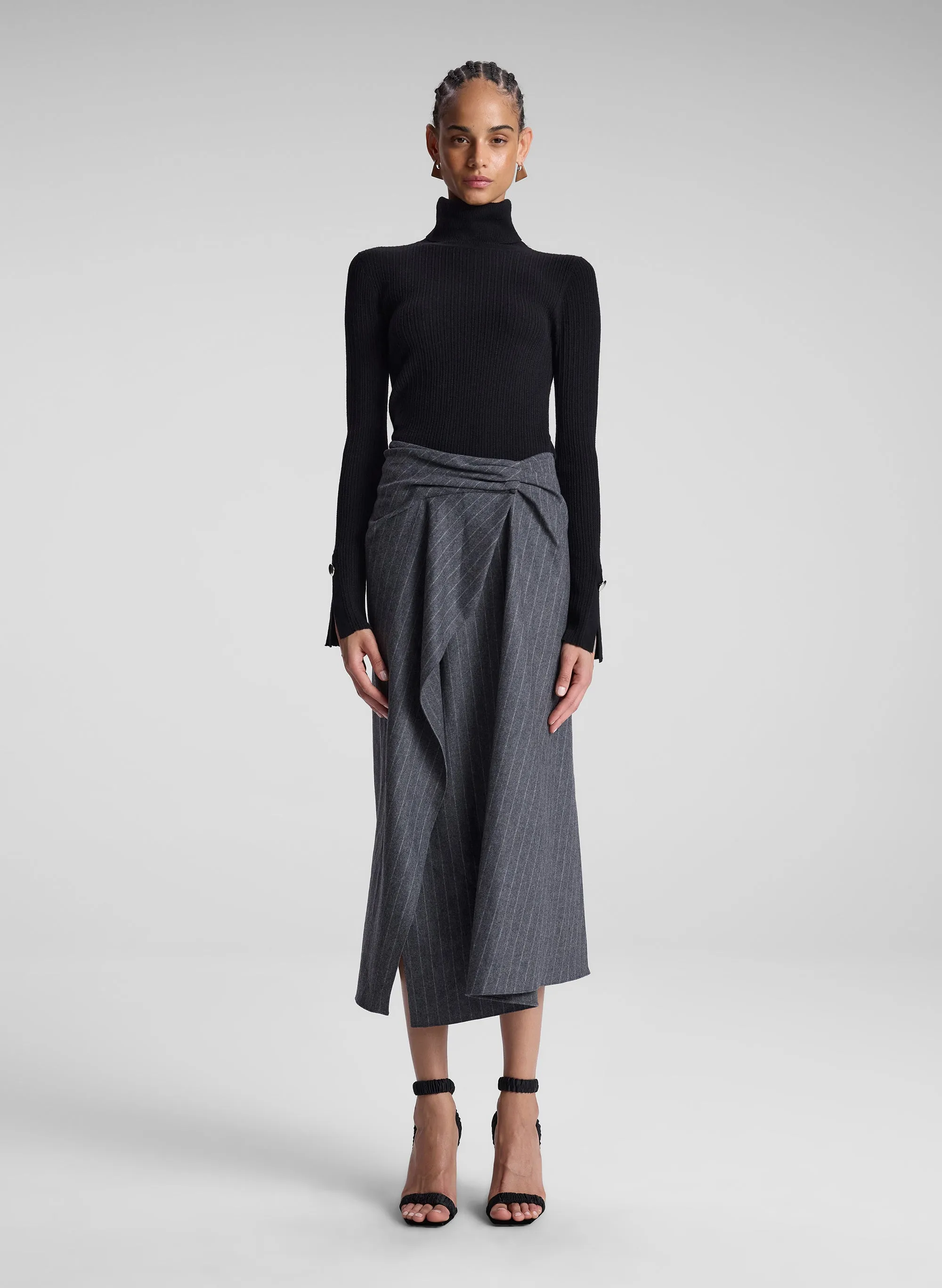 Clara Wool Cashmere Pinstripe Midi Skirt sold by A.L.C. product image thumbnail 3