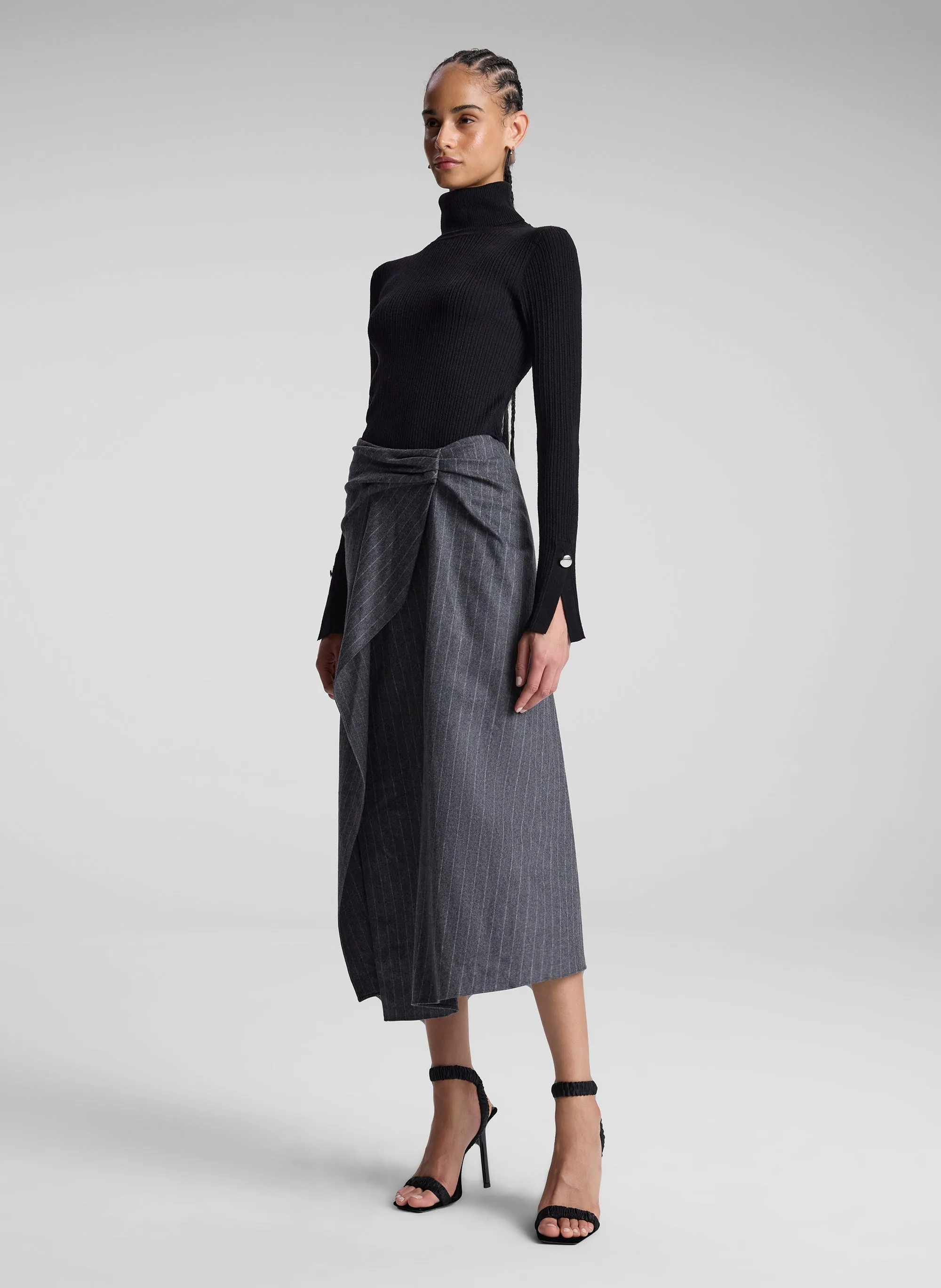 Clara Wool Cashmere Pinstripe Midi Skirt sold by A.L.C. product image thumbnail 4