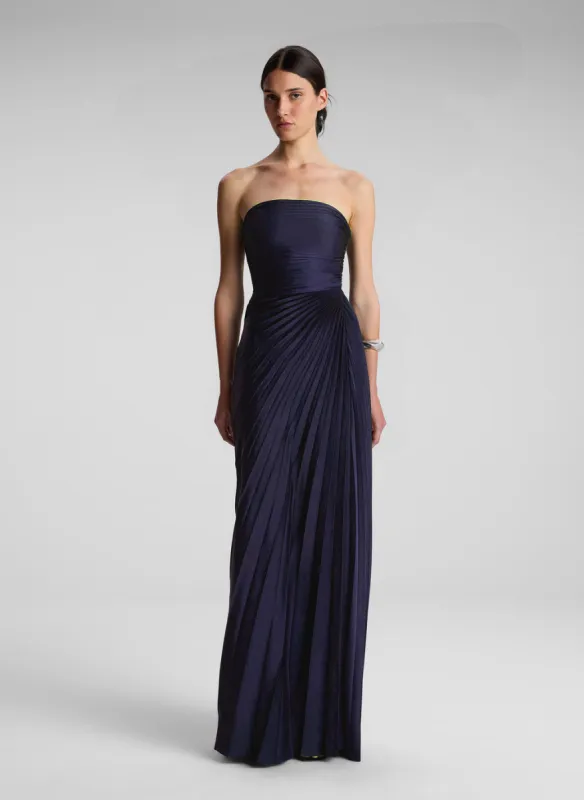 Bianca Strapless Pleated Maxi Dress made by A.L.C.