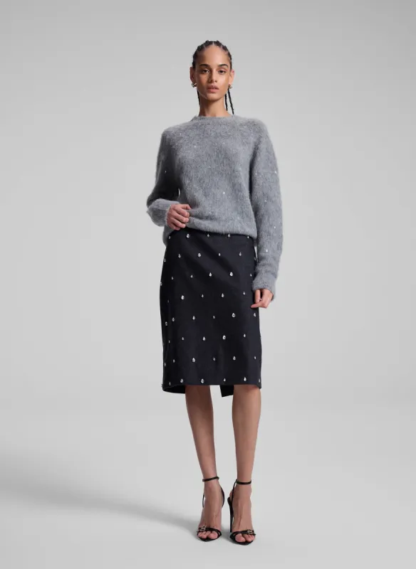 Opal Embellished Wool Pencil Skirt made by A.L.C.
