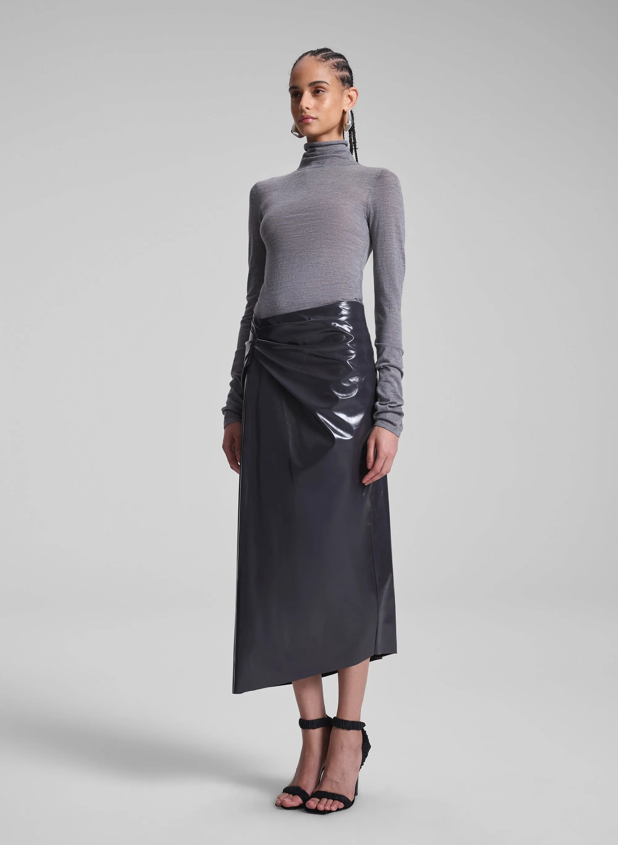 Tessa Patent Vegan Leather Midi Skirt sold by A.L.C. product image thumbnail 3