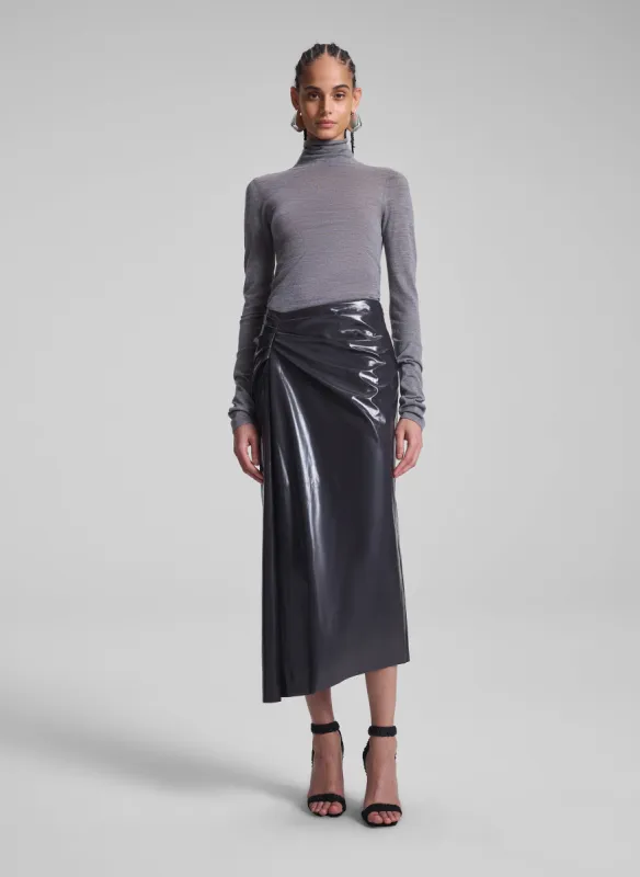 Tessa Patent Vegan Leather Midi Skirt made by A.L.C.