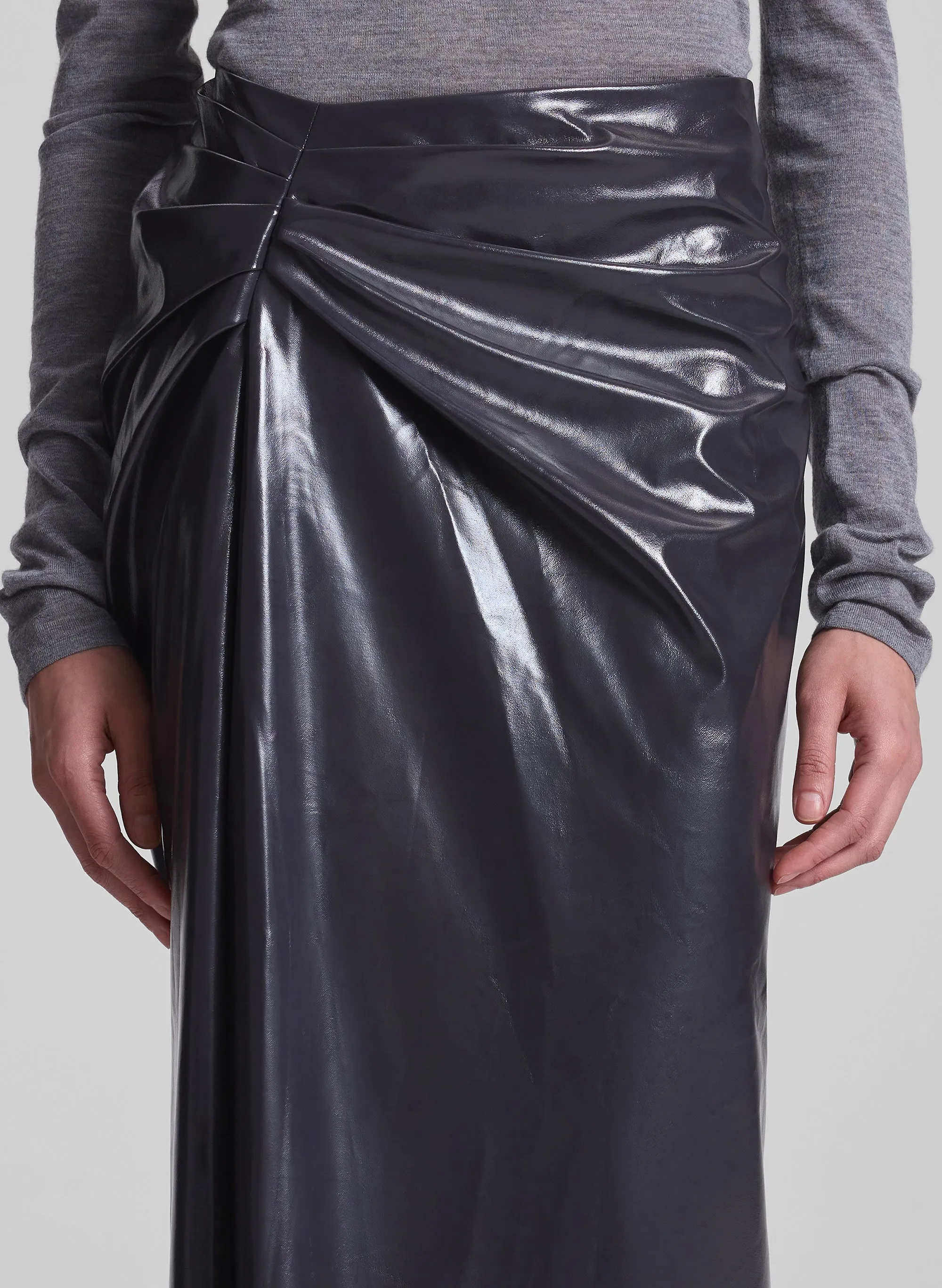 Tessa Patent Vegan Leather Midi Skirt sold by A.L.C. product image thumbnail 2