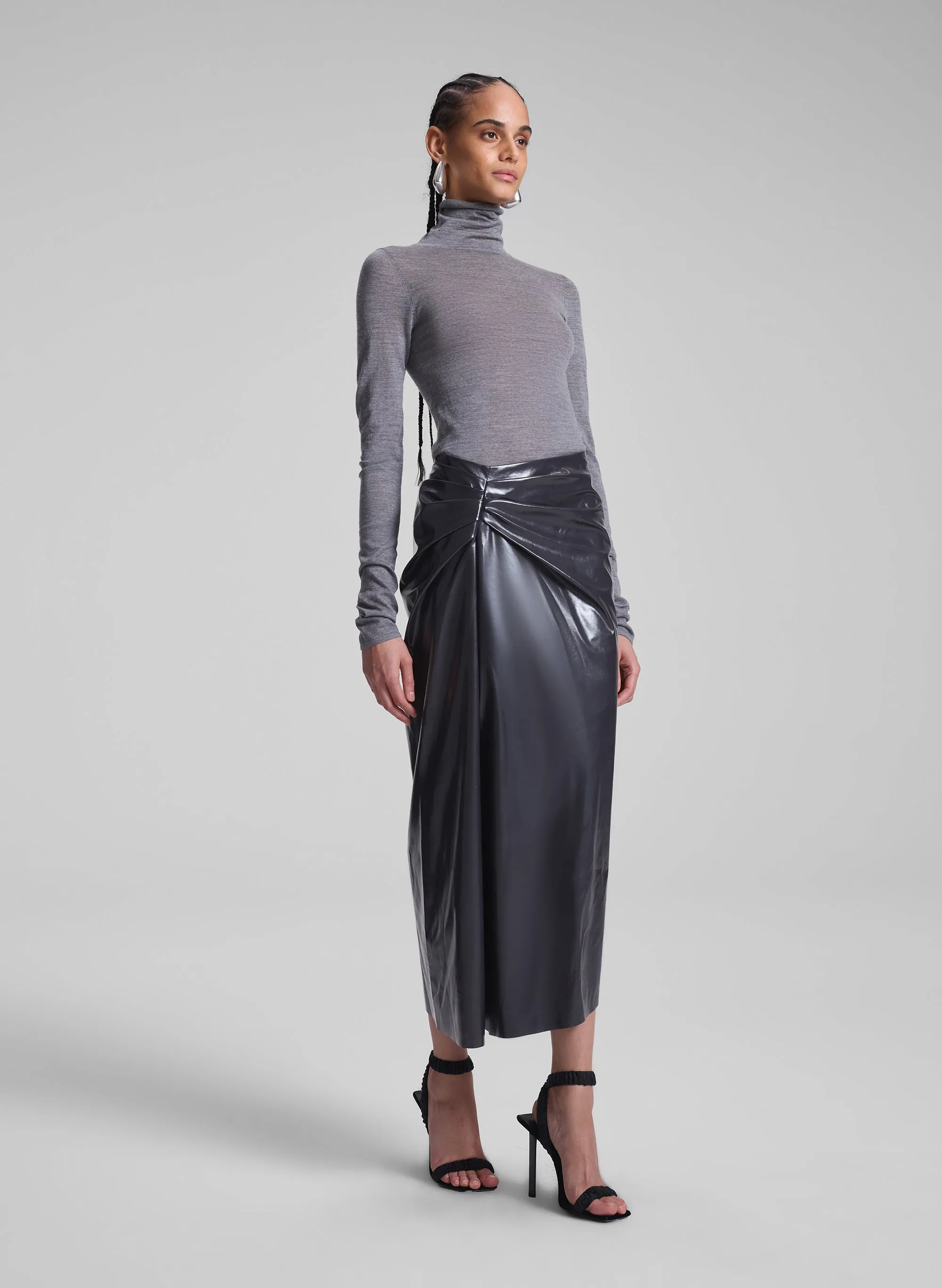 Tessa Patent Vegan Leather Midi Skirt sold by A.L.C. product image thumbnail 4