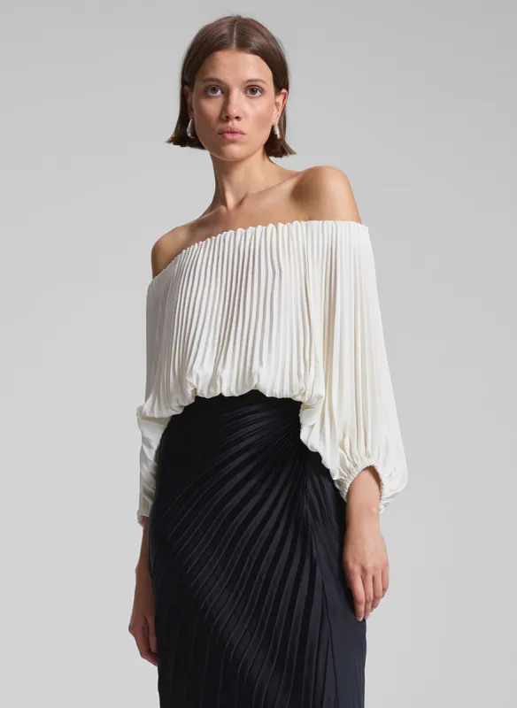 Sienna Satin Pleated Off Shoulder Top made by A.L.C.