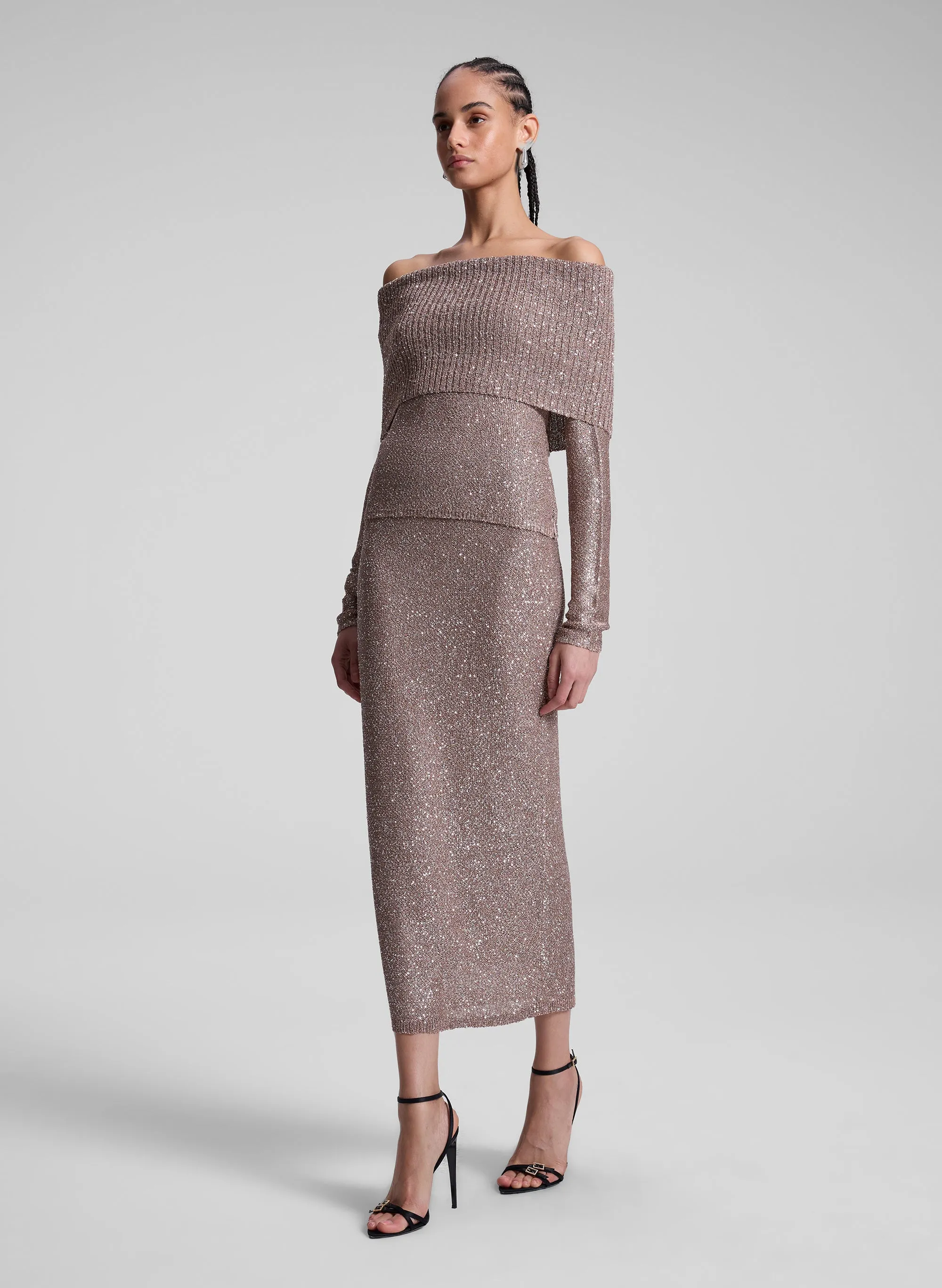 Evelyn Metallic Knit Off Shoulder Top sold by A.L.C. product image thumbnail 4