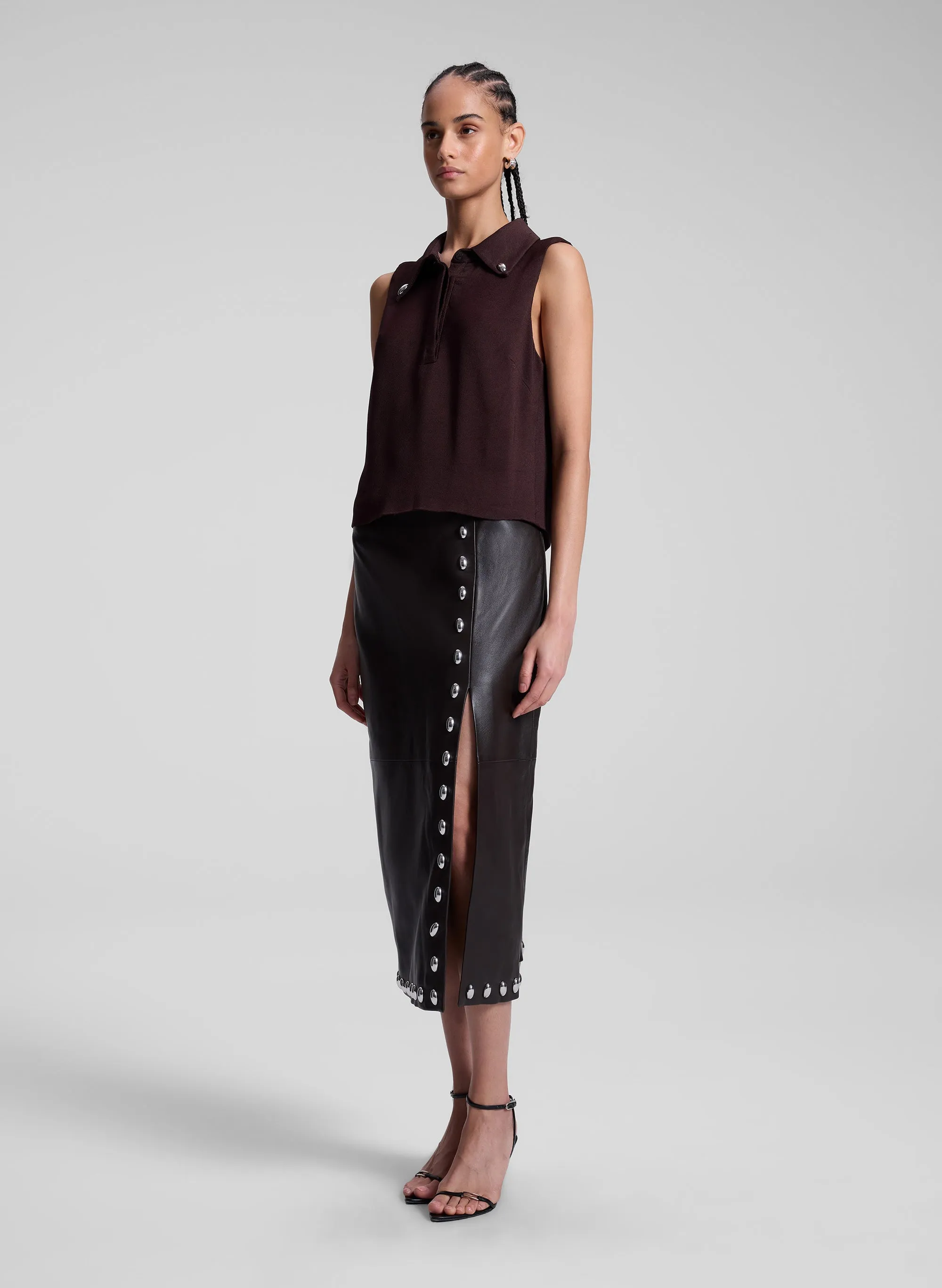 Naomi Studded Leather Midi Skirt sold by A.L.C. product image thumbnail 4