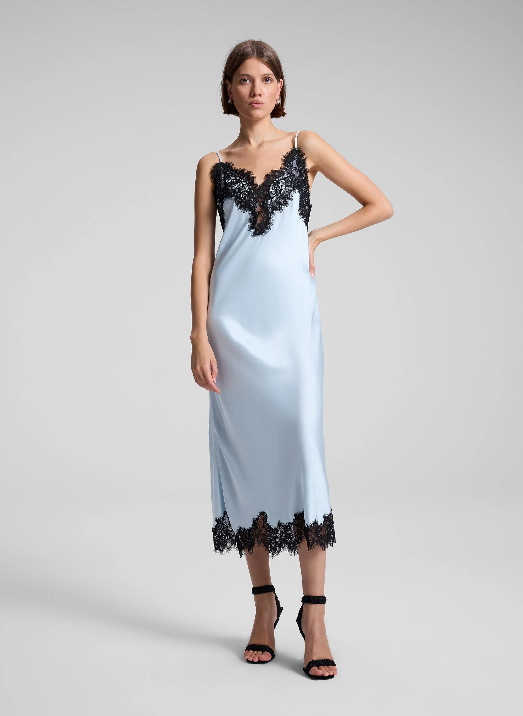 Lennon Satin and Lace Midi Dress sold by A.L.C.