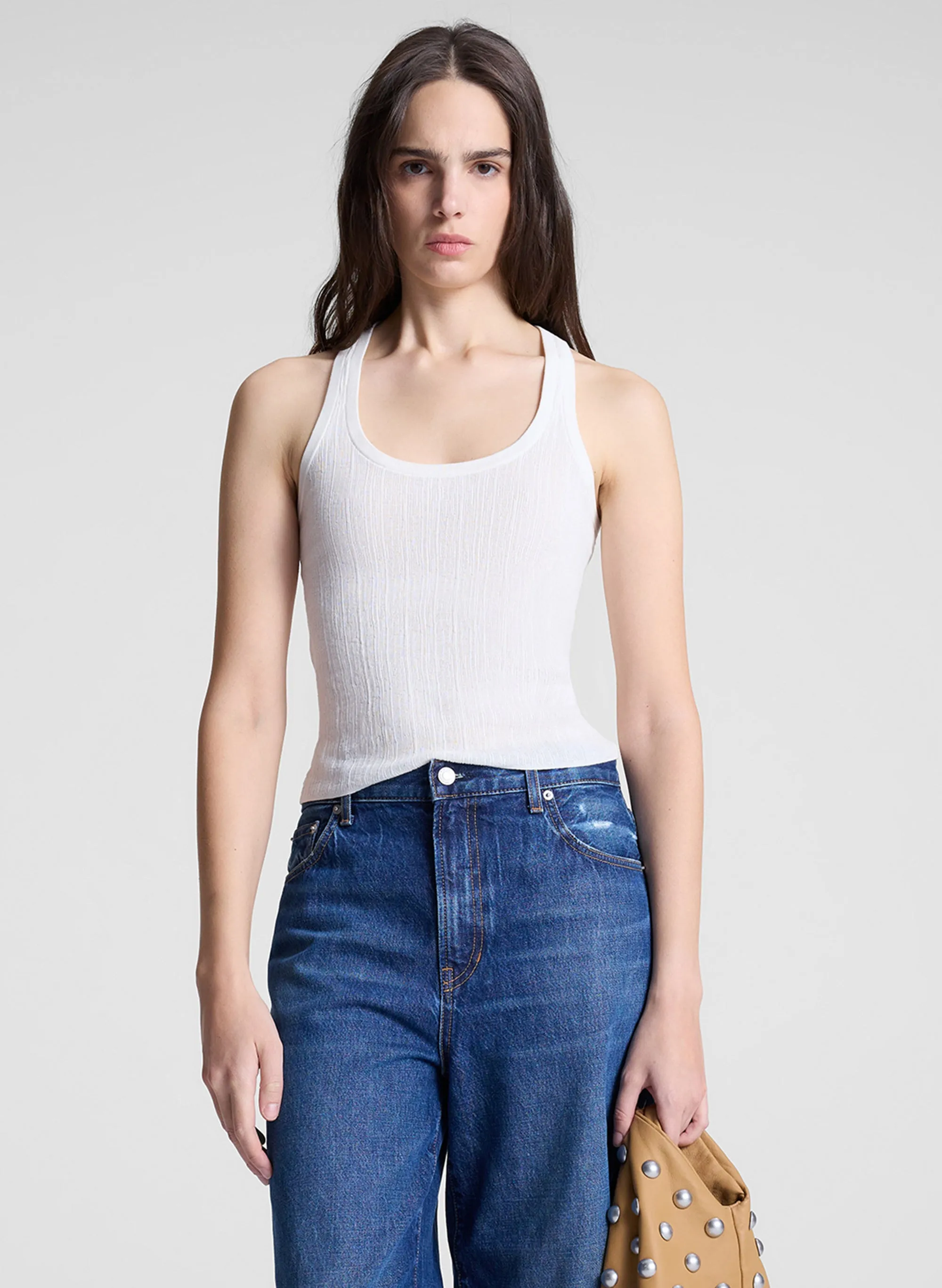 Iris Fine Cotton Knit Tank sold by A.L.C.