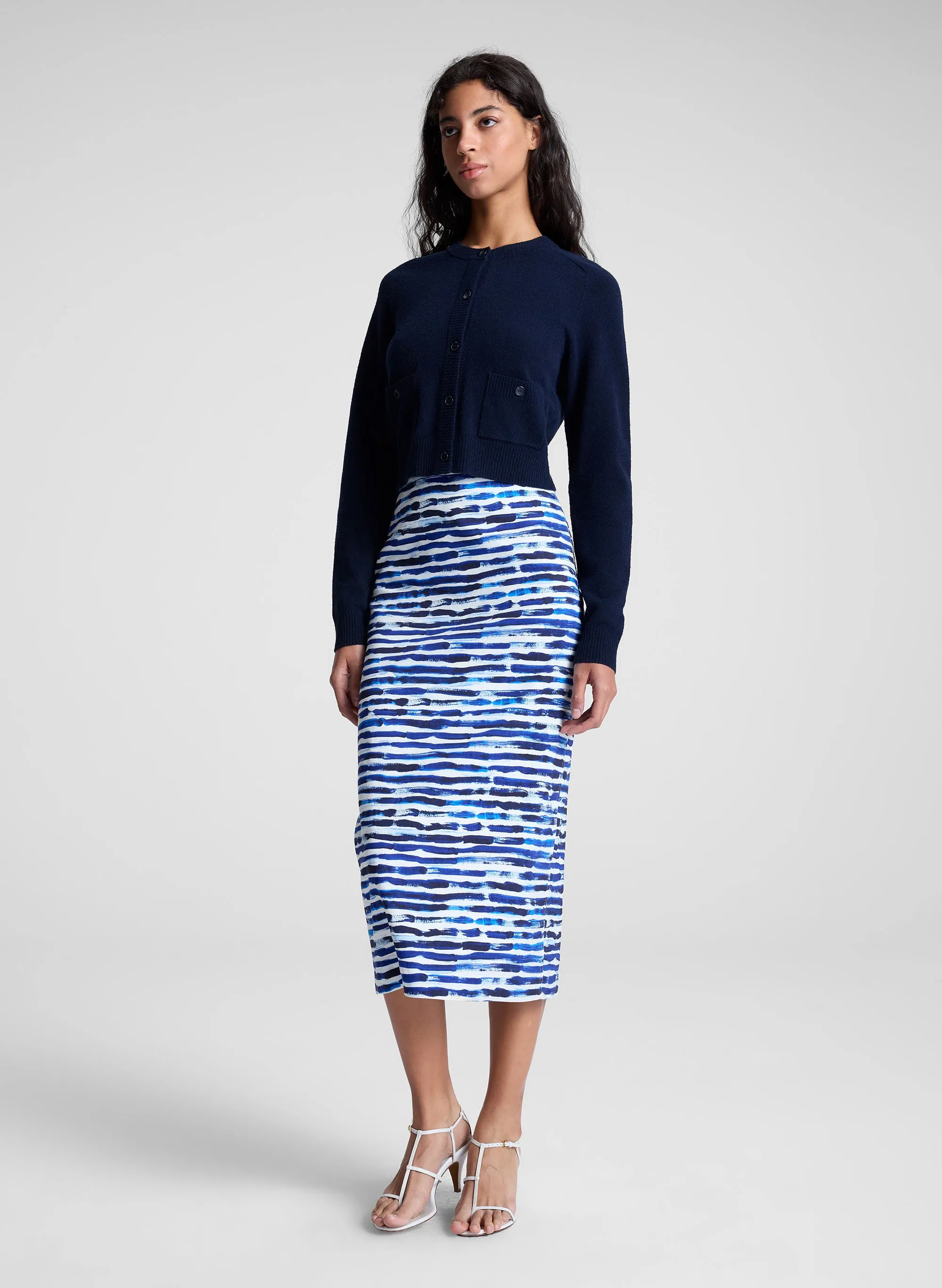 Phoebe Cotton Striped Midi Skirt sold by A.L.C. product image thumbnail 4