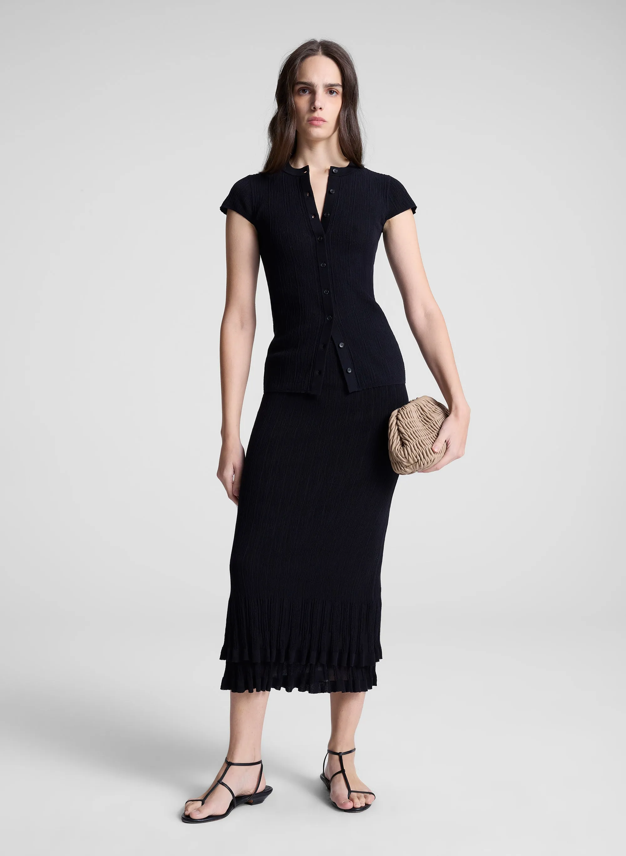 Lexi Fine Cotton Knit Midi Skirt sold by A.L.C.