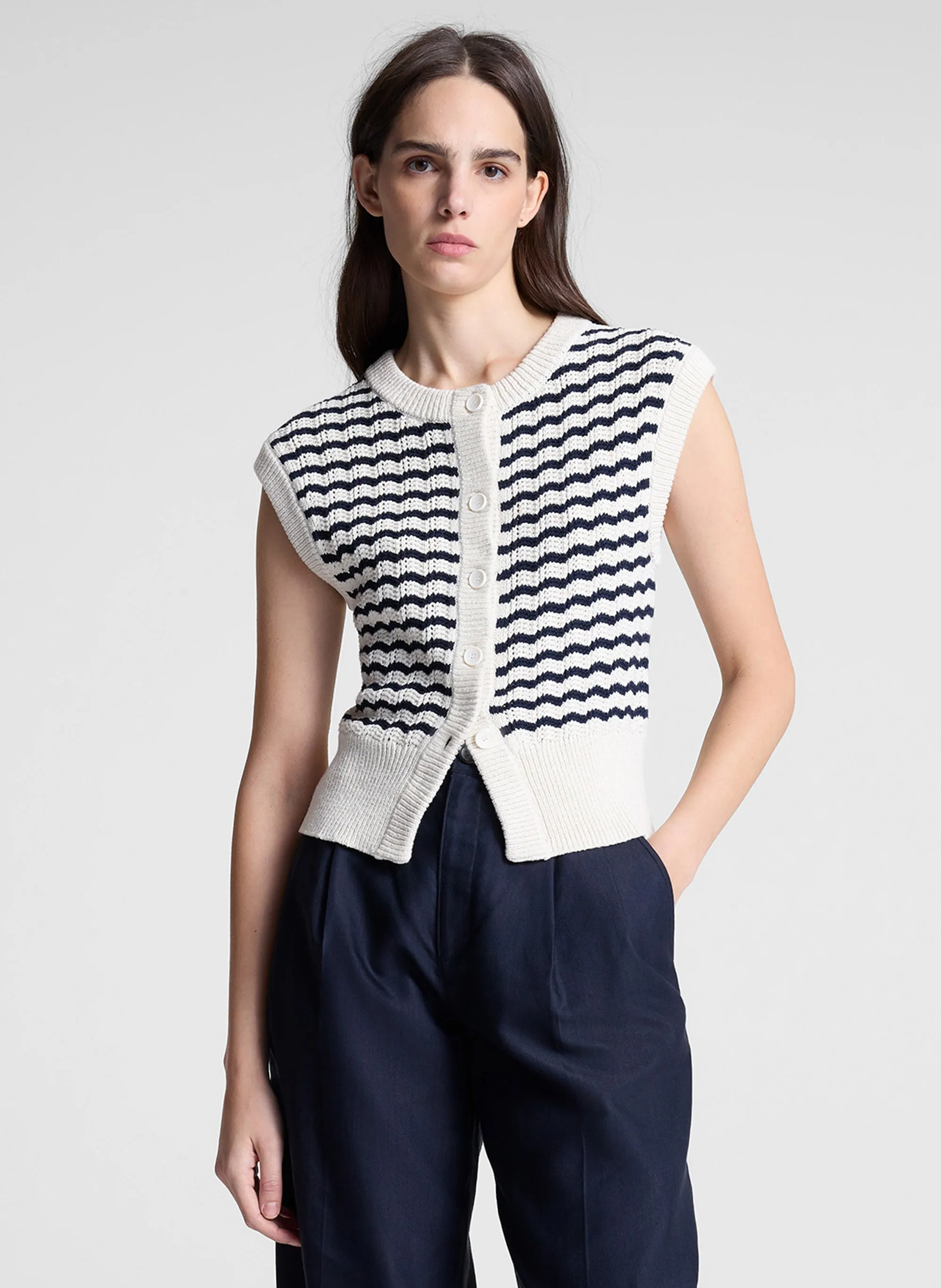 Margo Striped Knit Top sold by A.L.C.