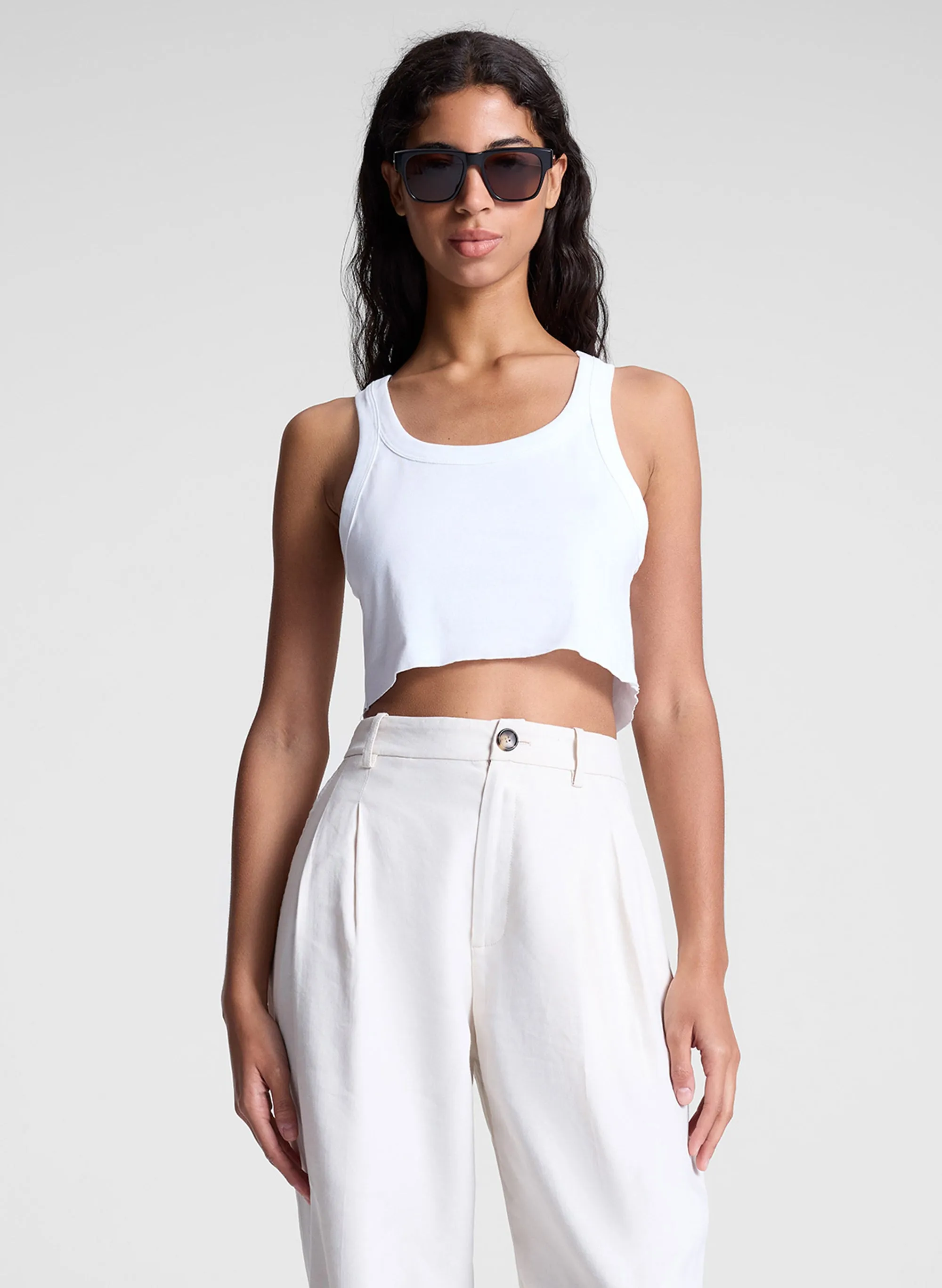 Halsey Cropped Cotton Rib Tank sold by A.L.C.