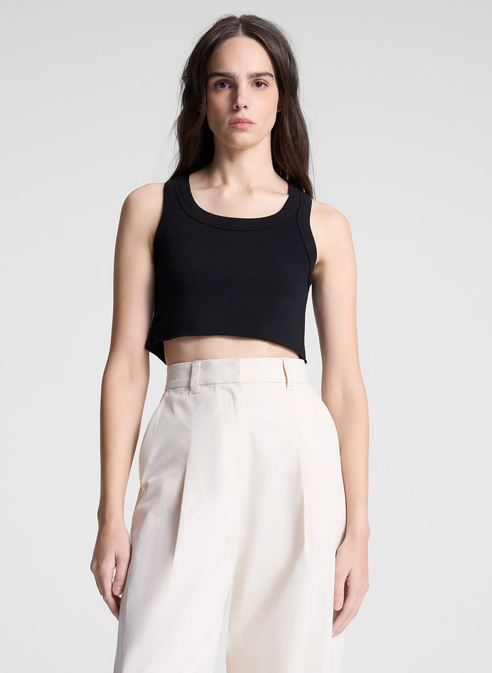Halsey Cropped Cotton Rib Tank sold by A.L.C.